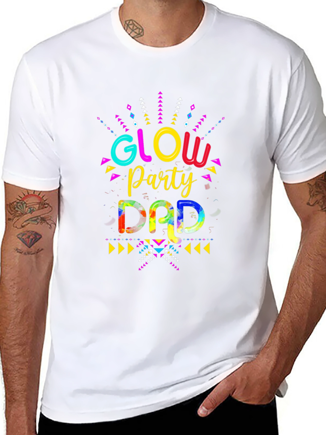 Glow Party Dad Graphic Tee - Mens Black T-Shirt