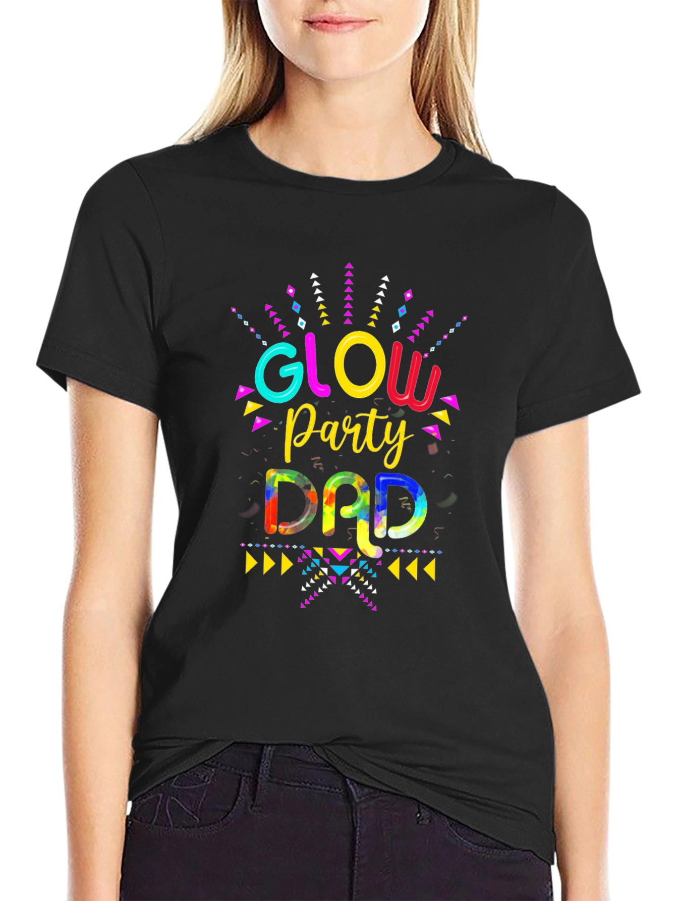 Glow Party Dad Graphic Tee - Mens Black T-Shirt
