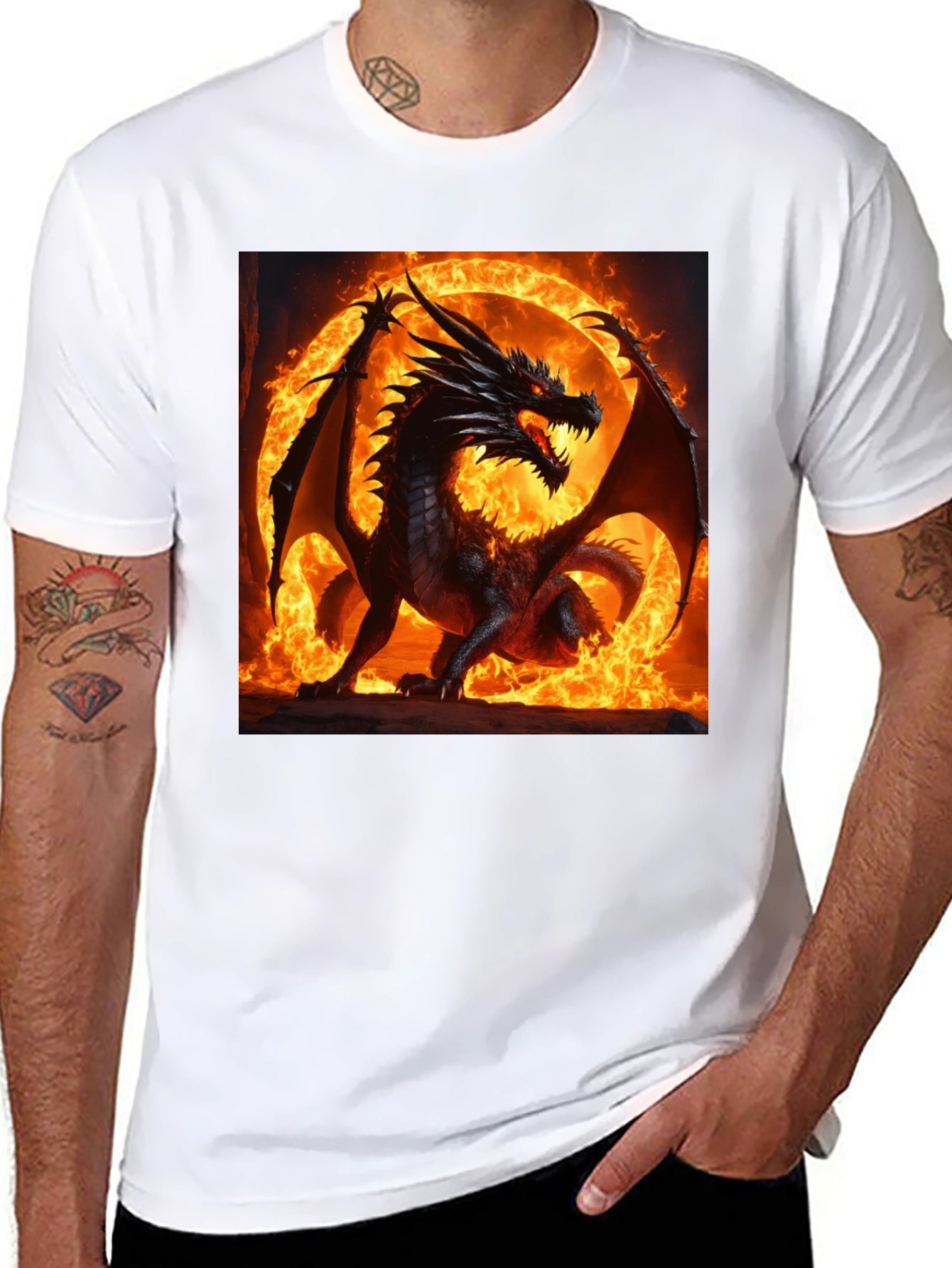 Fiery Dragon Graphic T-Shirt