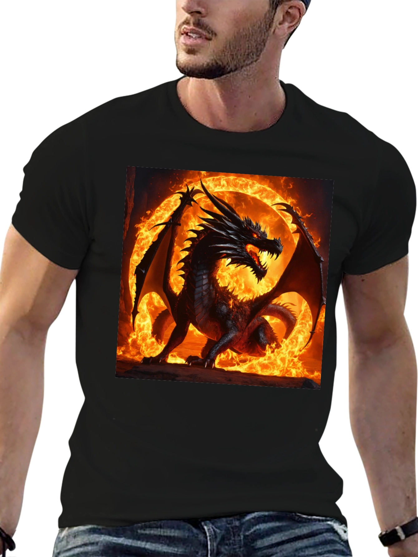 Fiery Dragon Graphic T-Shirt