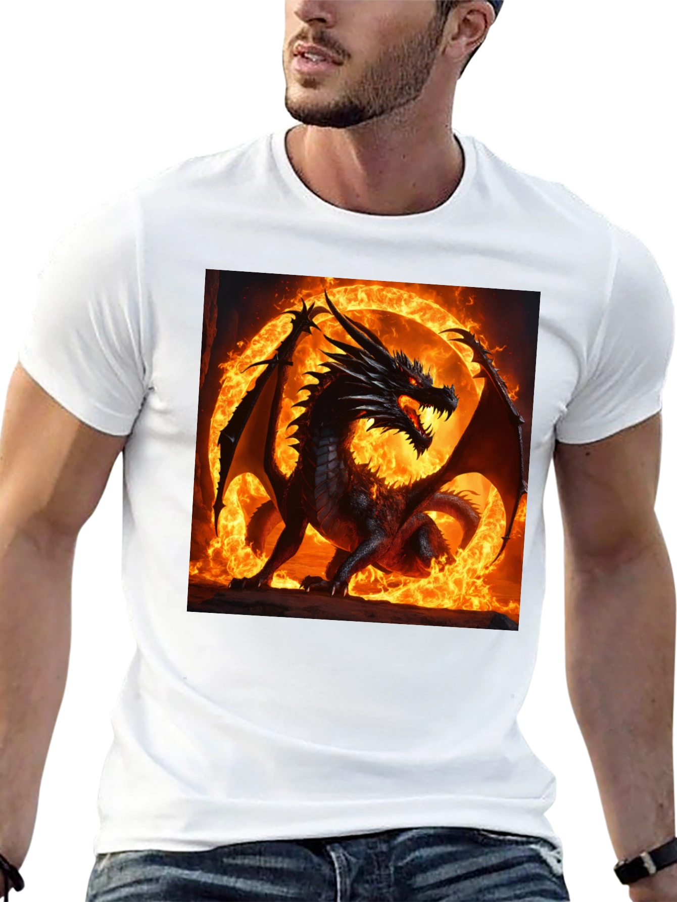Fiery Dragon Graphic T-Shirt