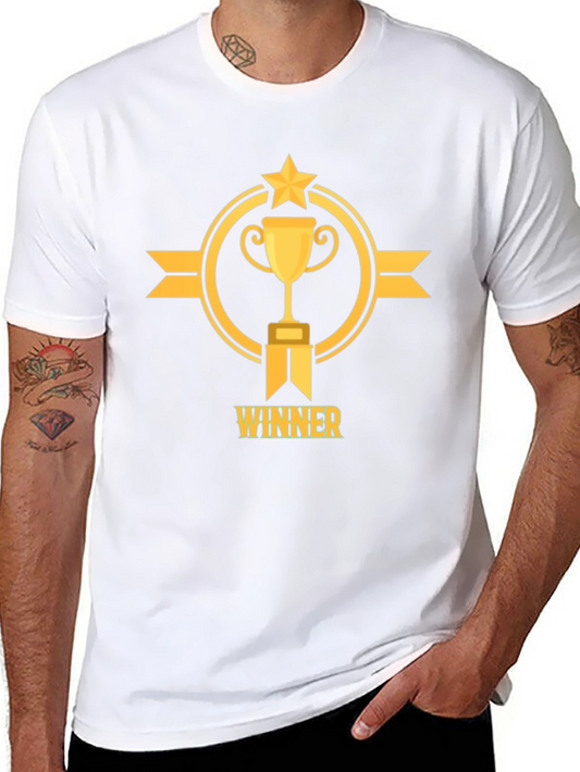 Winner Trophy Graphic Tee - Black Cotton T-Shirt