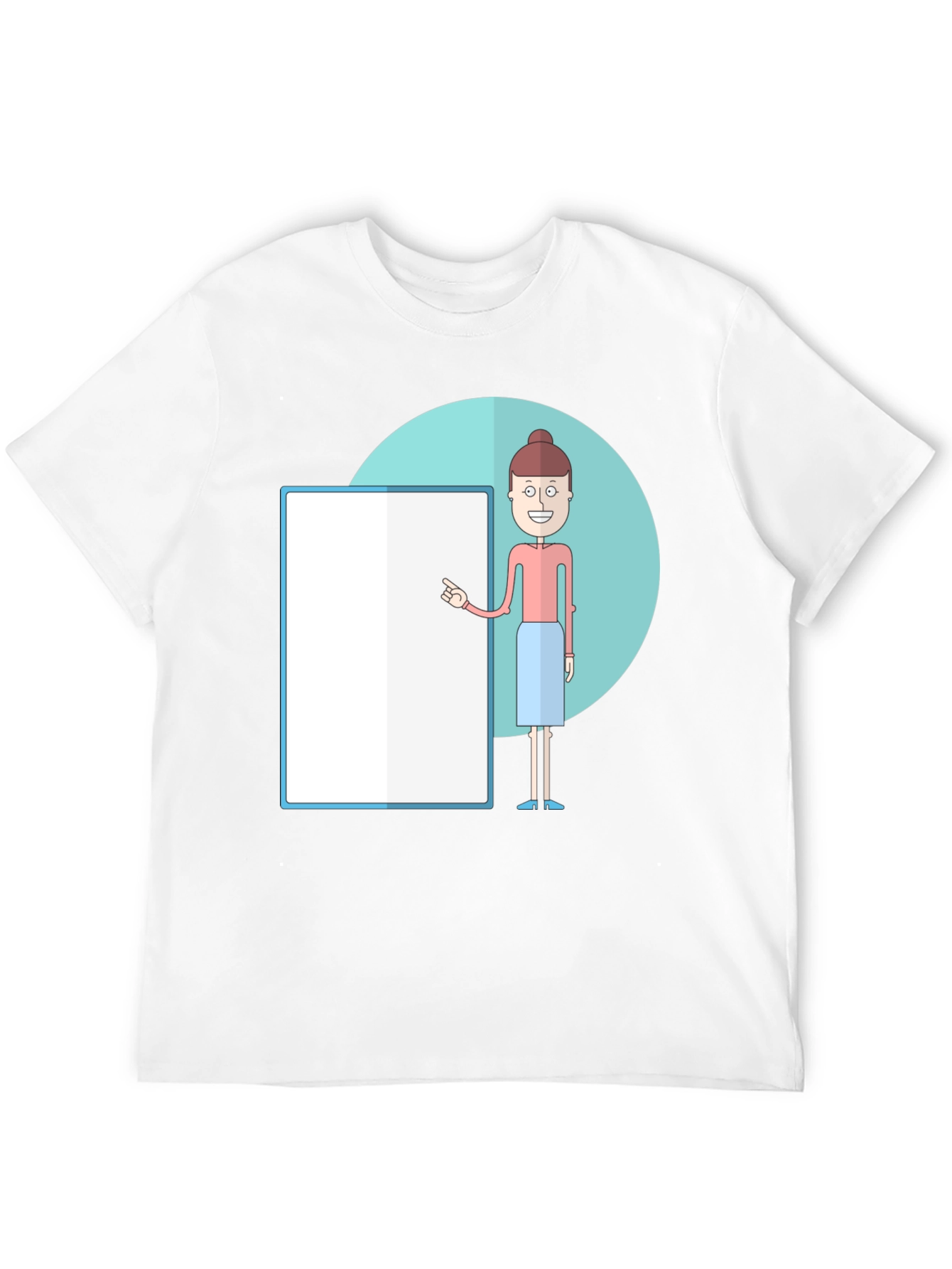Cartoon Teacher Graphic Tee - Unisex Black T-Shirt