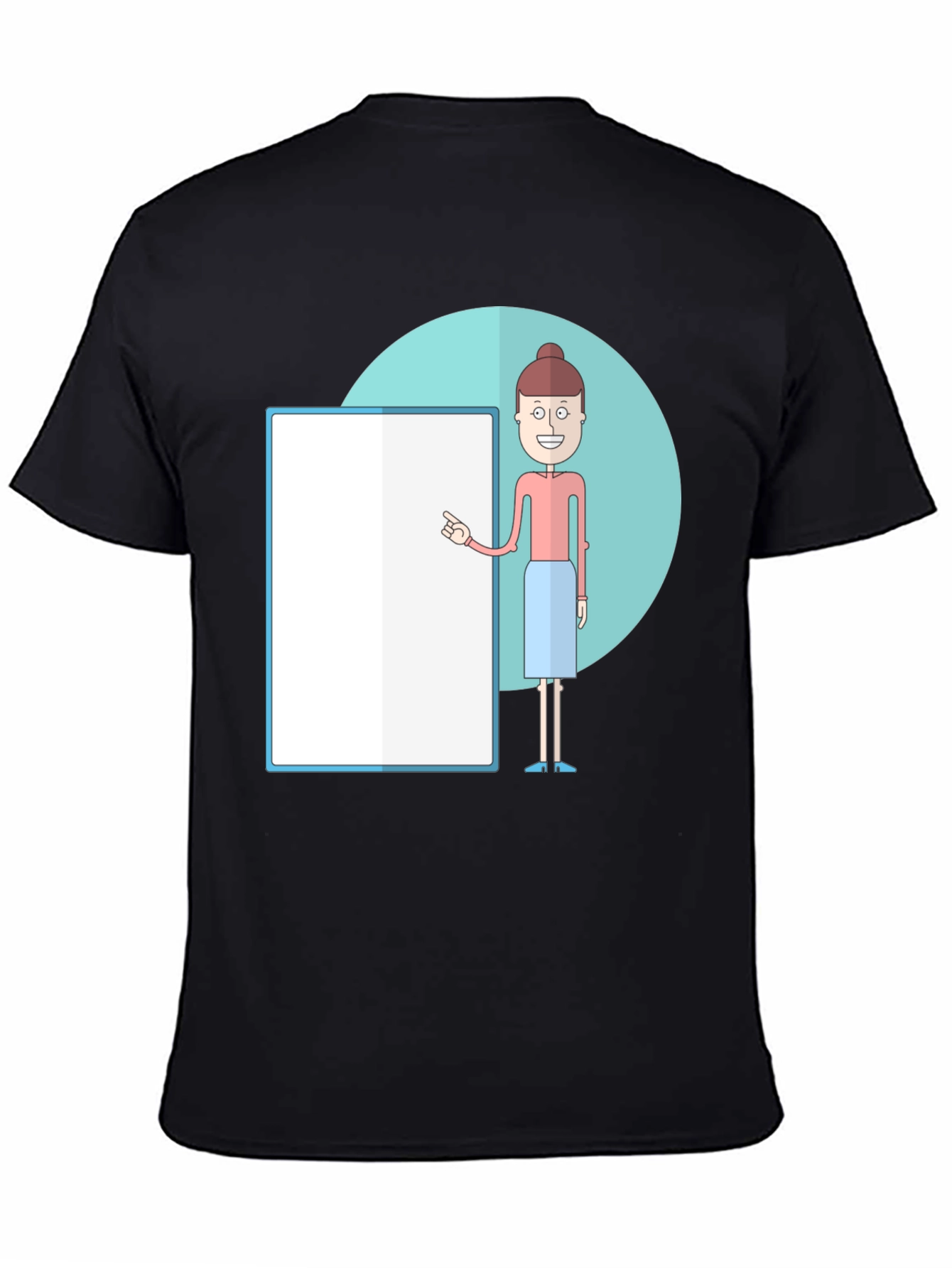 Cartoon Teacher Graphic Tee - Unisex Black T-Shirt