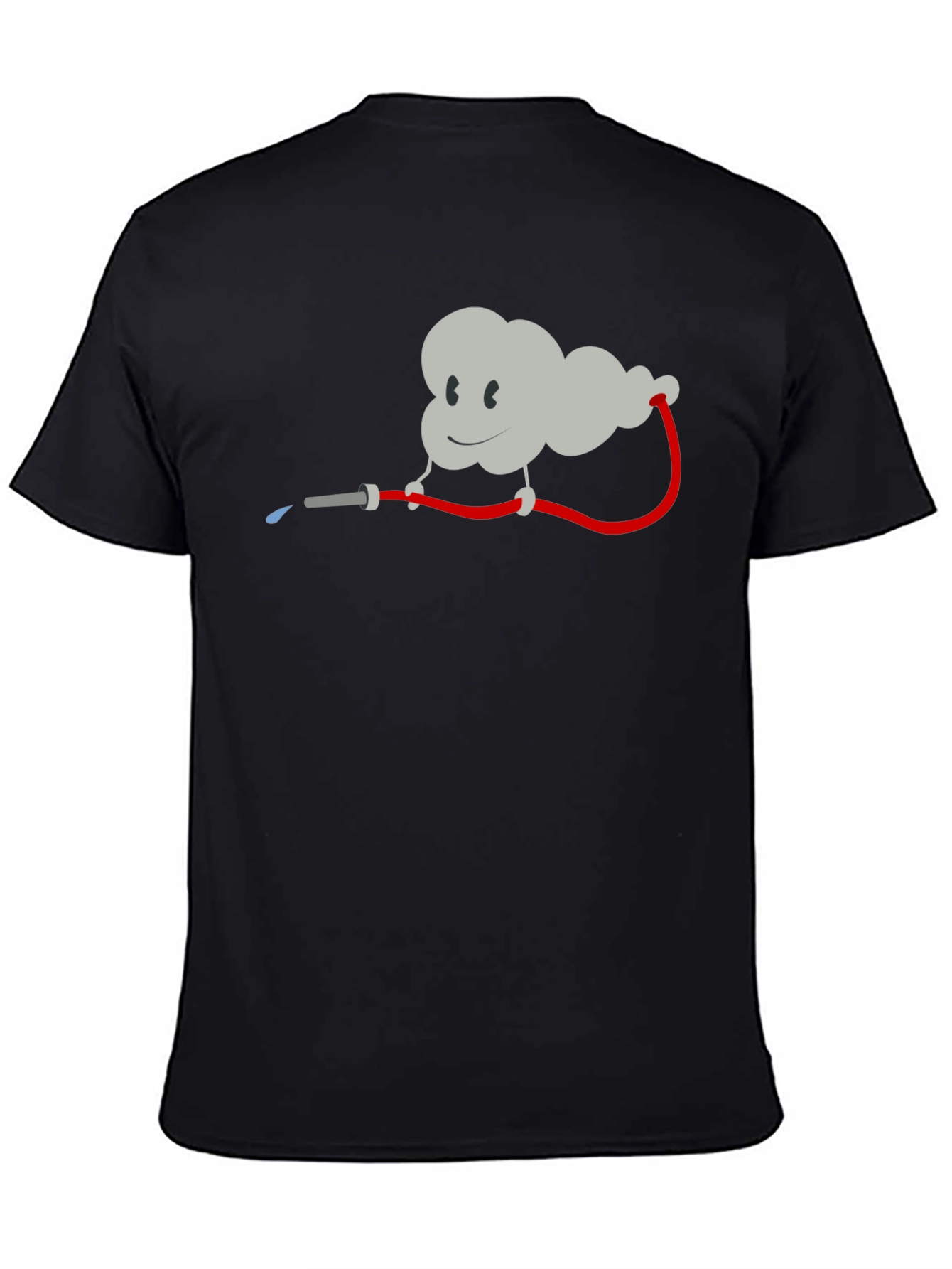 Funny Cartoon Cloud Firehose Black T-Shirt