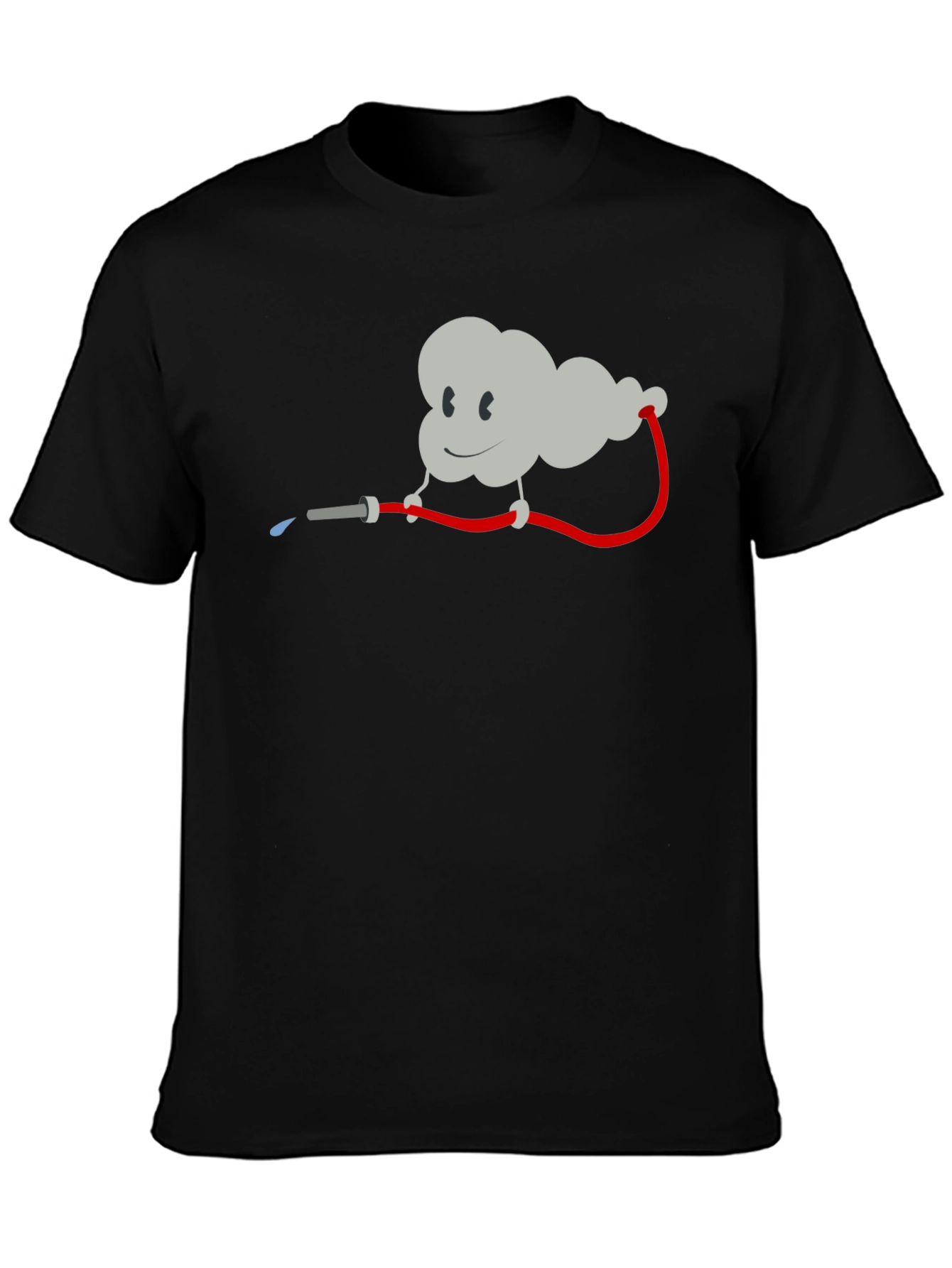 Funny Cartoon Cloud Firehose Black T-Shirt