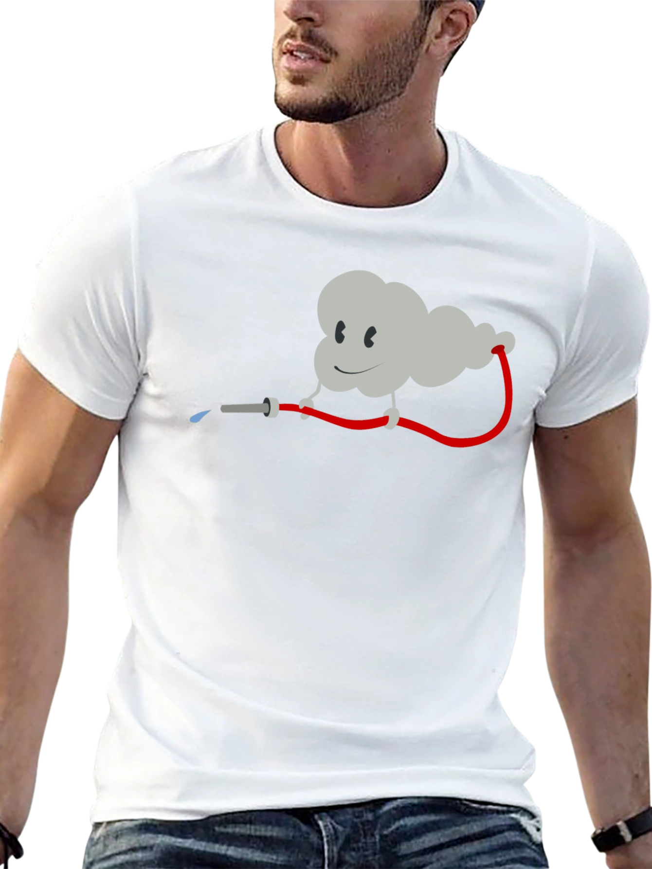 Funny Cartoon Cloud Firehose Black T-Shirt