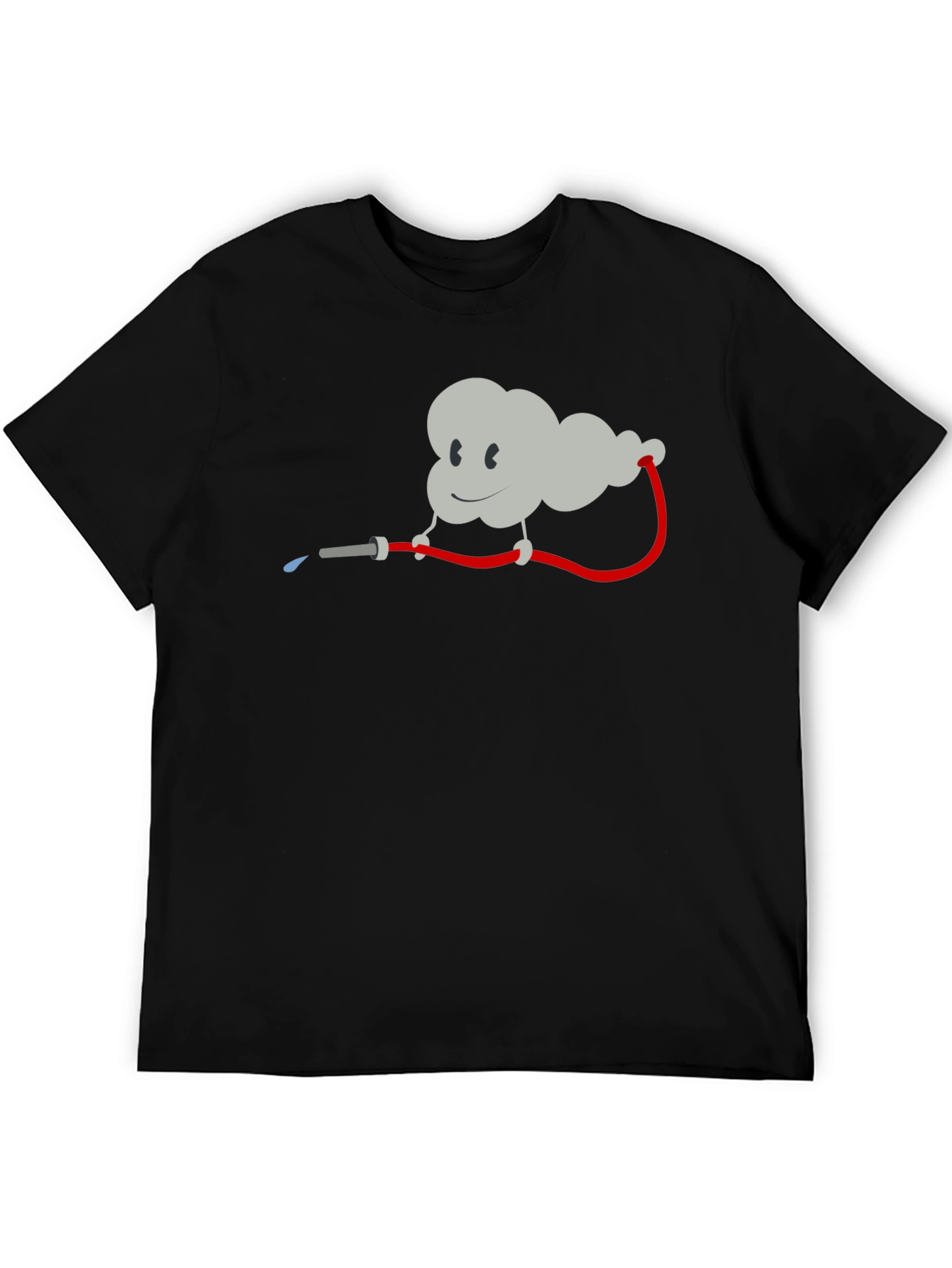 Funny Cartoon Cloud Firehose Black T-Shirt