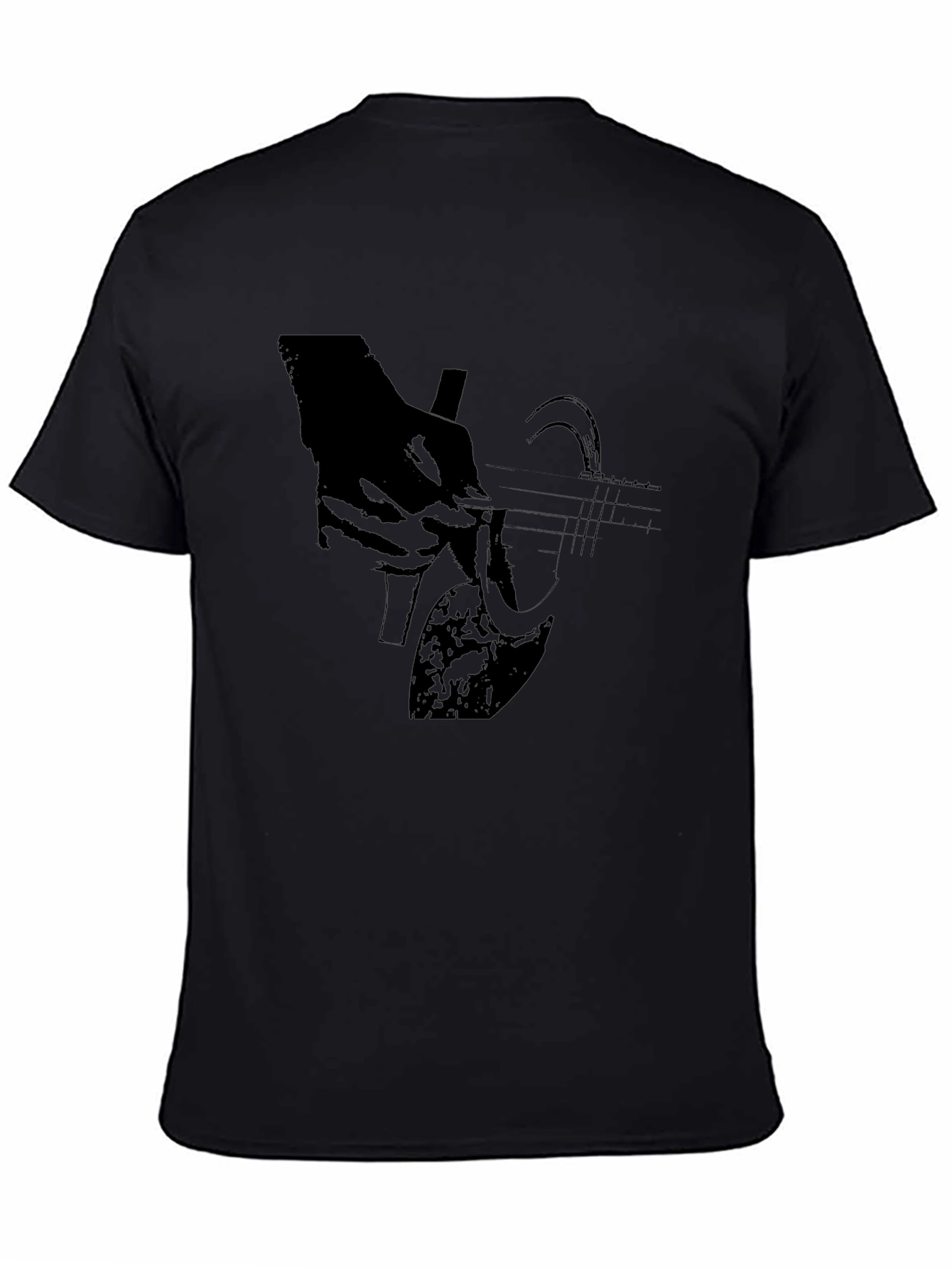 Guitar Graphic T-Shirt - Black Cotton Blend