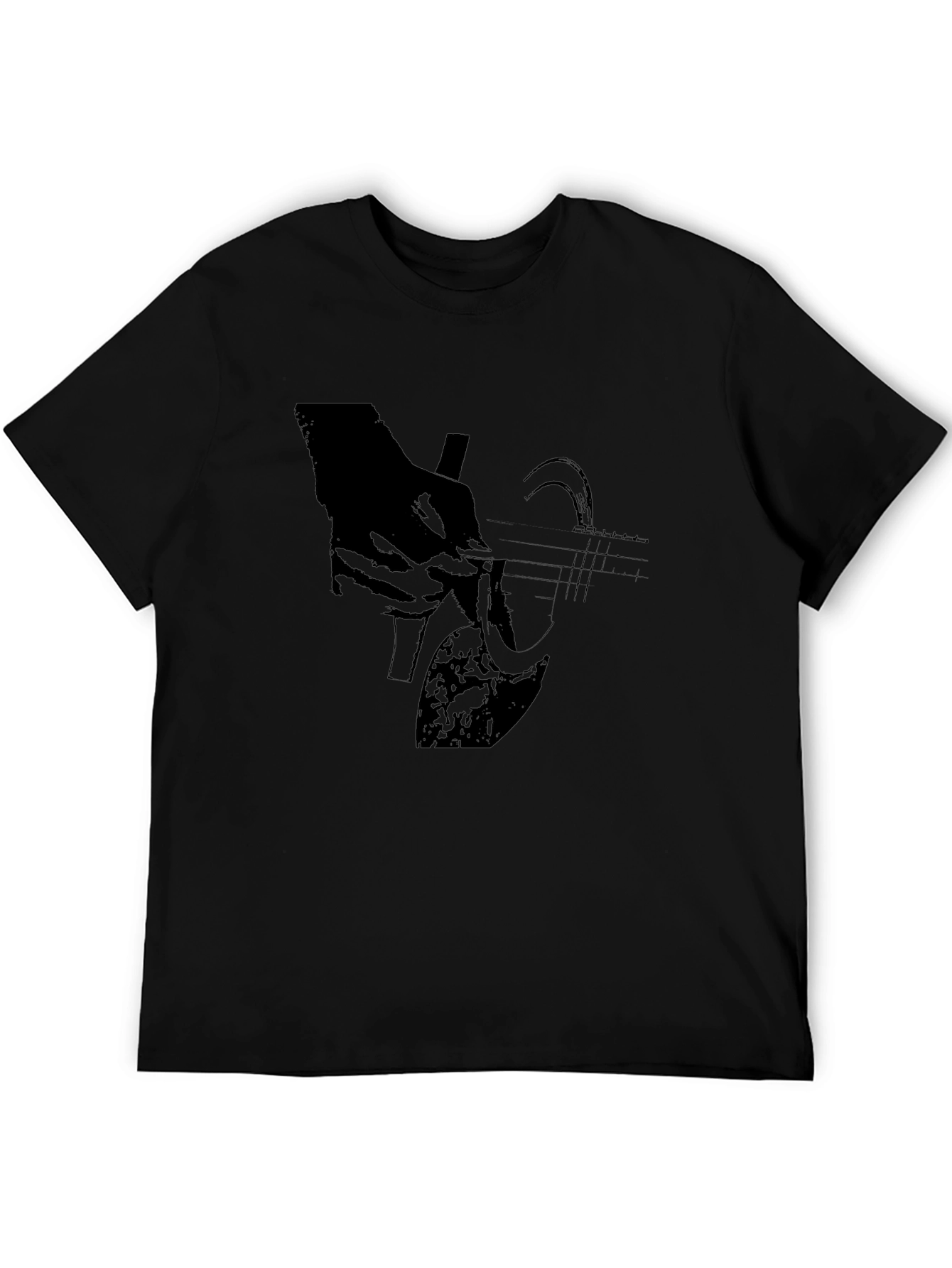 Guitar Graphic T-Shirt - Black Cotton Blend