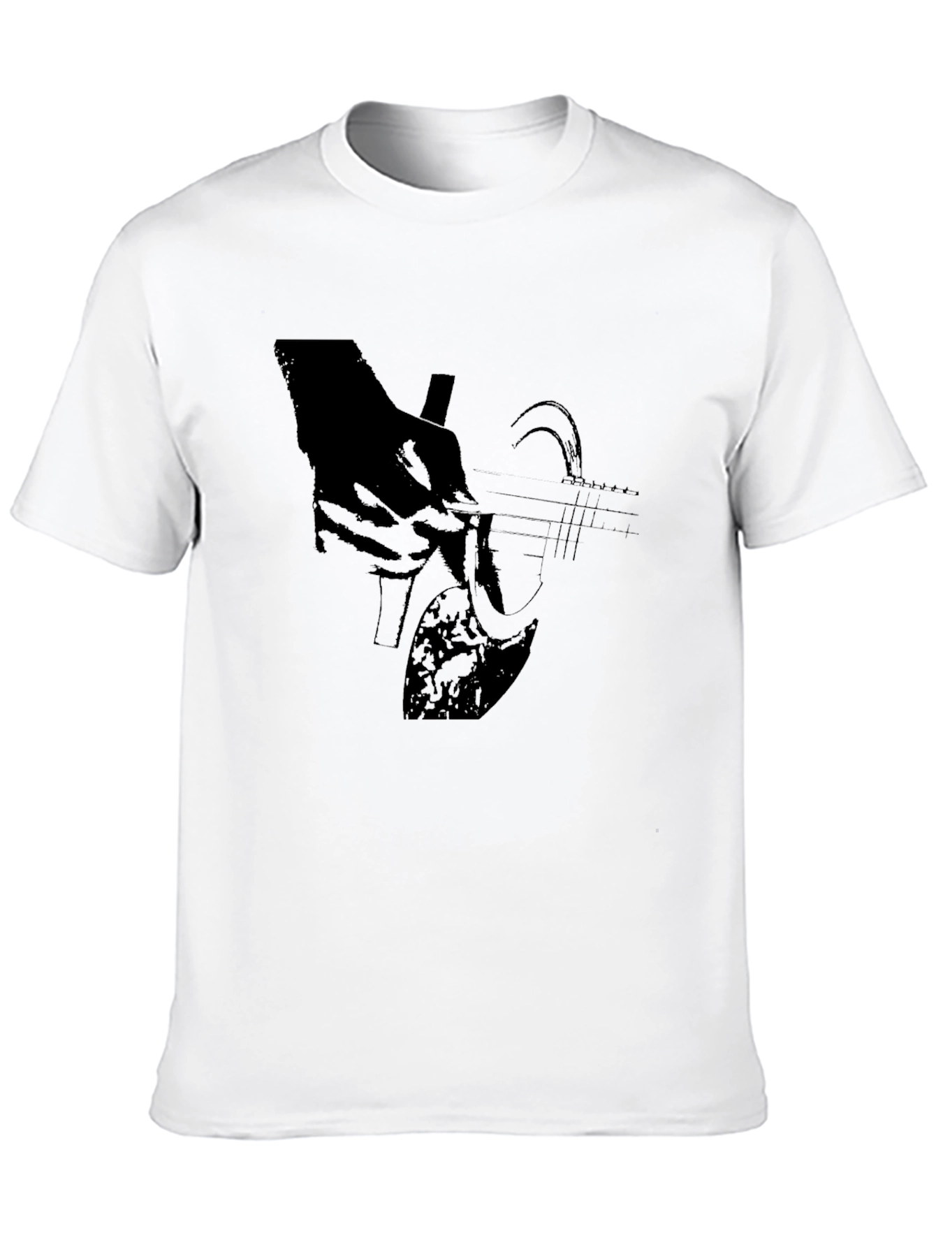 Guitar Graphic T-Shirt - Black Cotton Blend