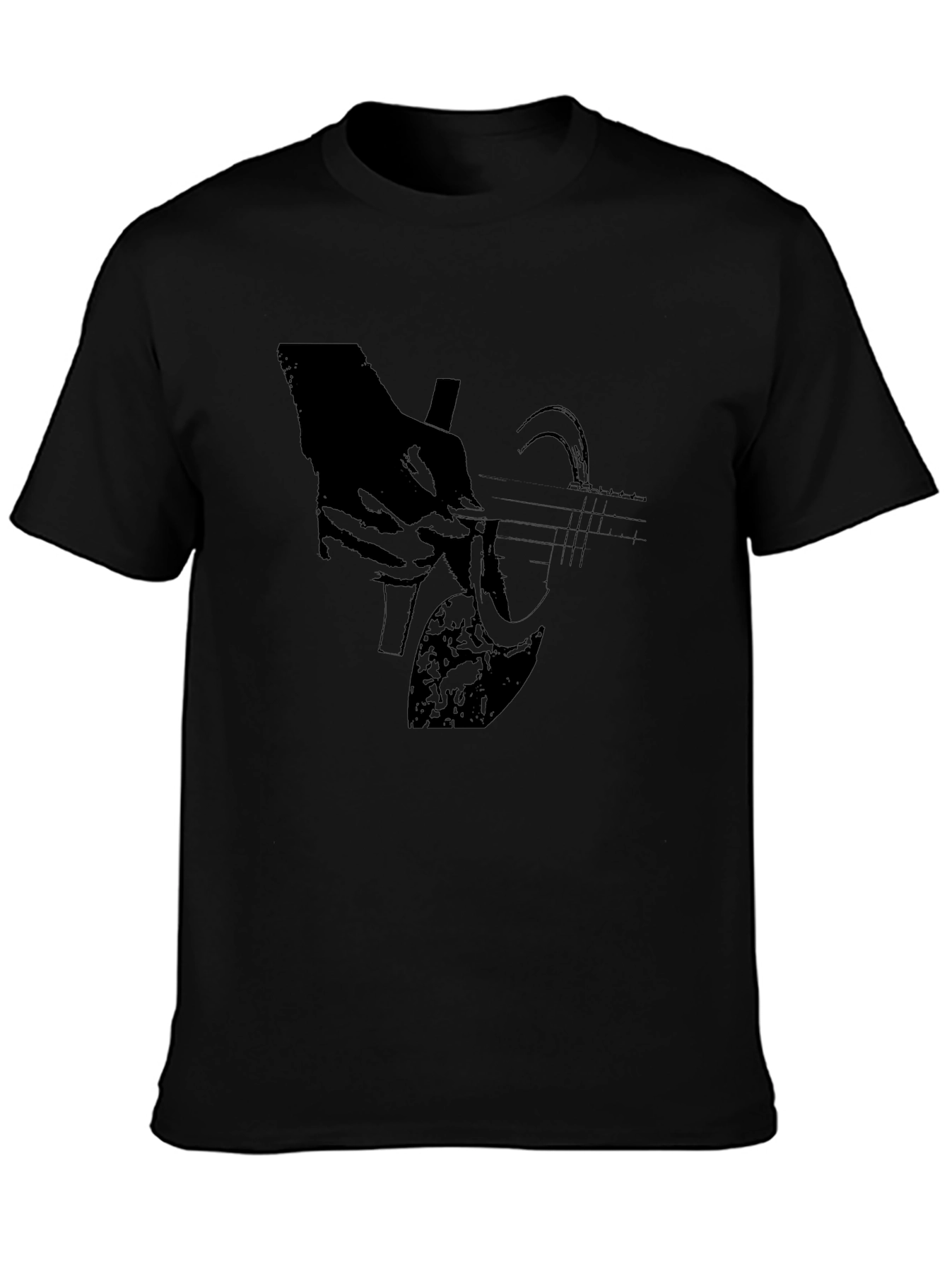 Guitar Graphic T-Shirt - Black Cotton Blend