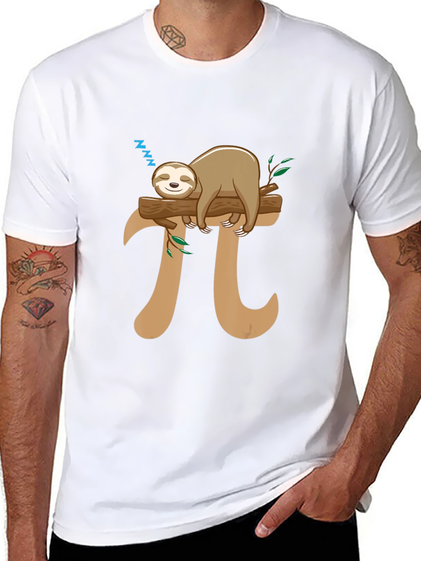 Sloth Nap Pi T-Shirt Funny Math Tee