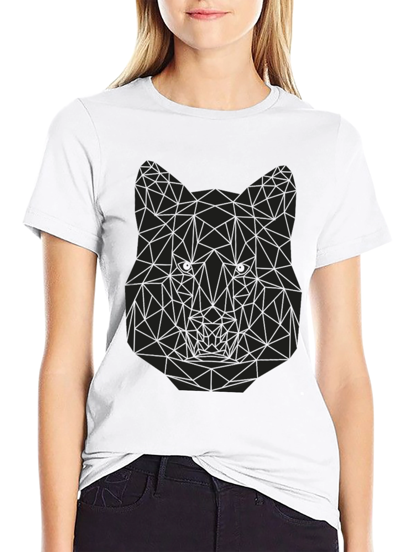 Geometric Wolf Graphic Tee - Mens Black T-Shirt