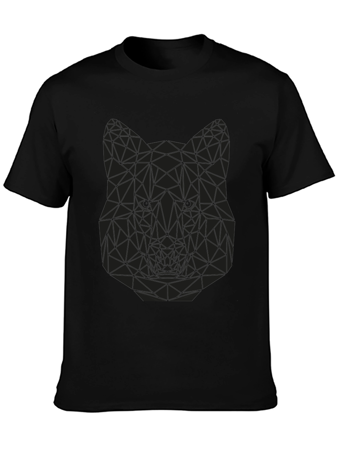 Geometric Wolf Graphic Tee - Mens Black T-Shirt
