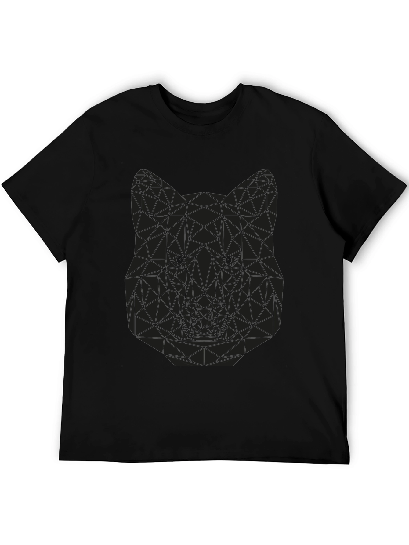 Geometric Wolf Graphic Tee - Mens Black T-Shirt