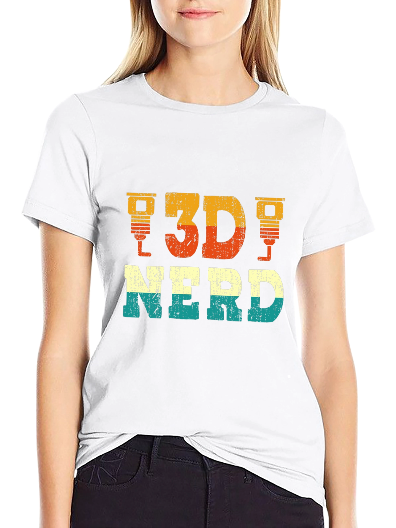 3D Nerd Graphic Tee - Black Casual T-Shirt