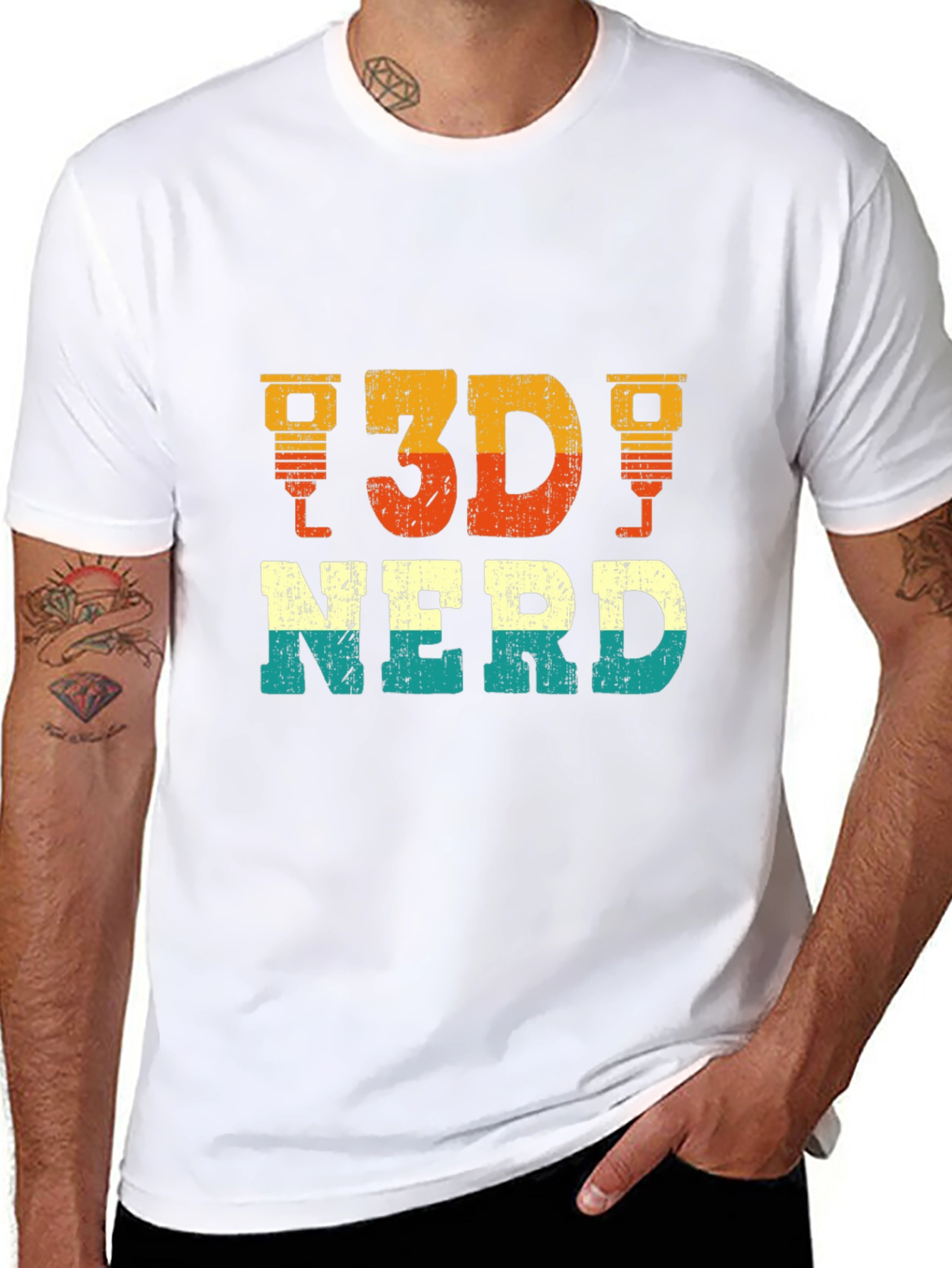 3D Nerd Graphic Tee - Black Casual T-Shirt