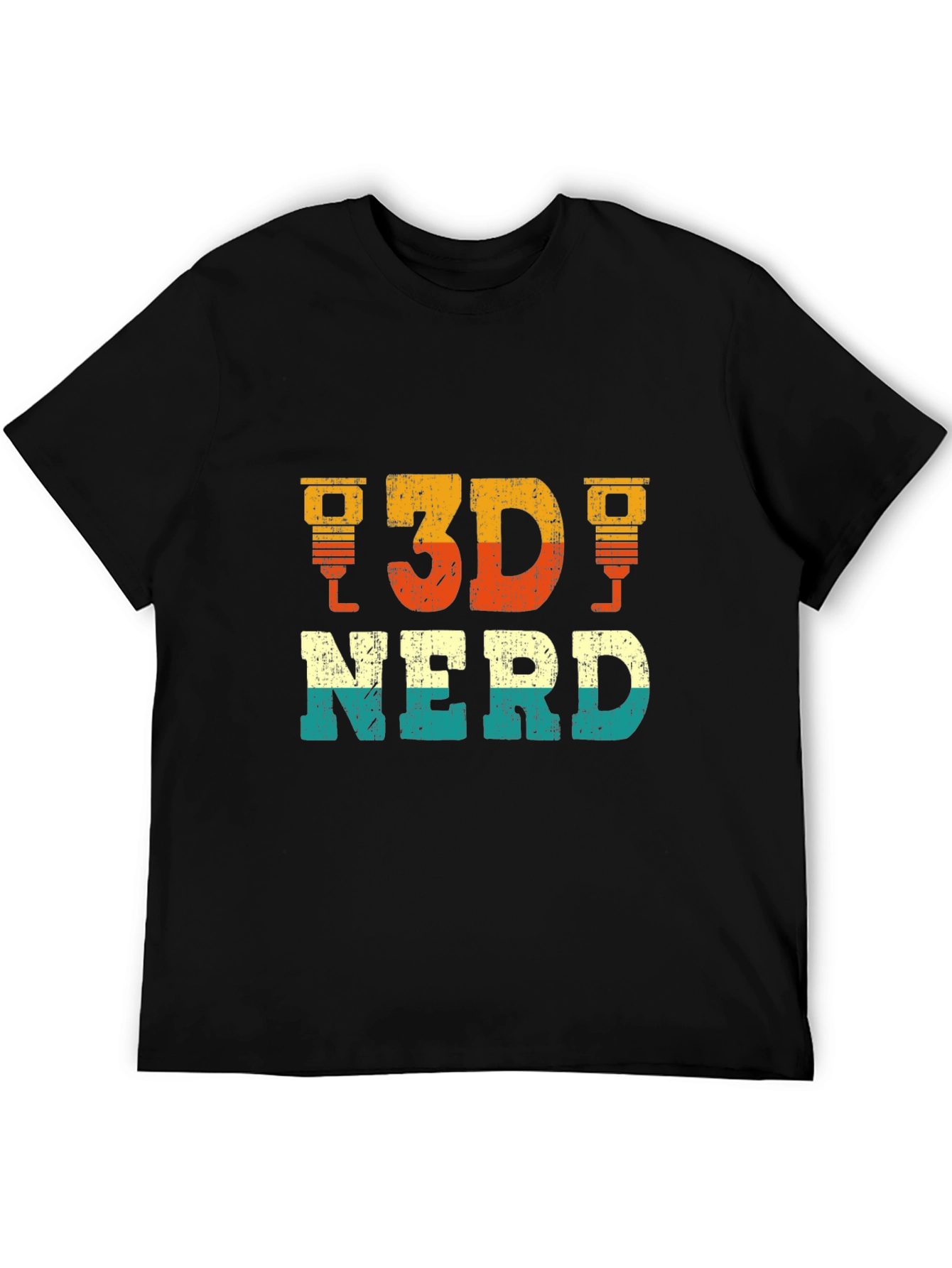 3D Nerd Graphic Tee - Black Casual T-Shirt