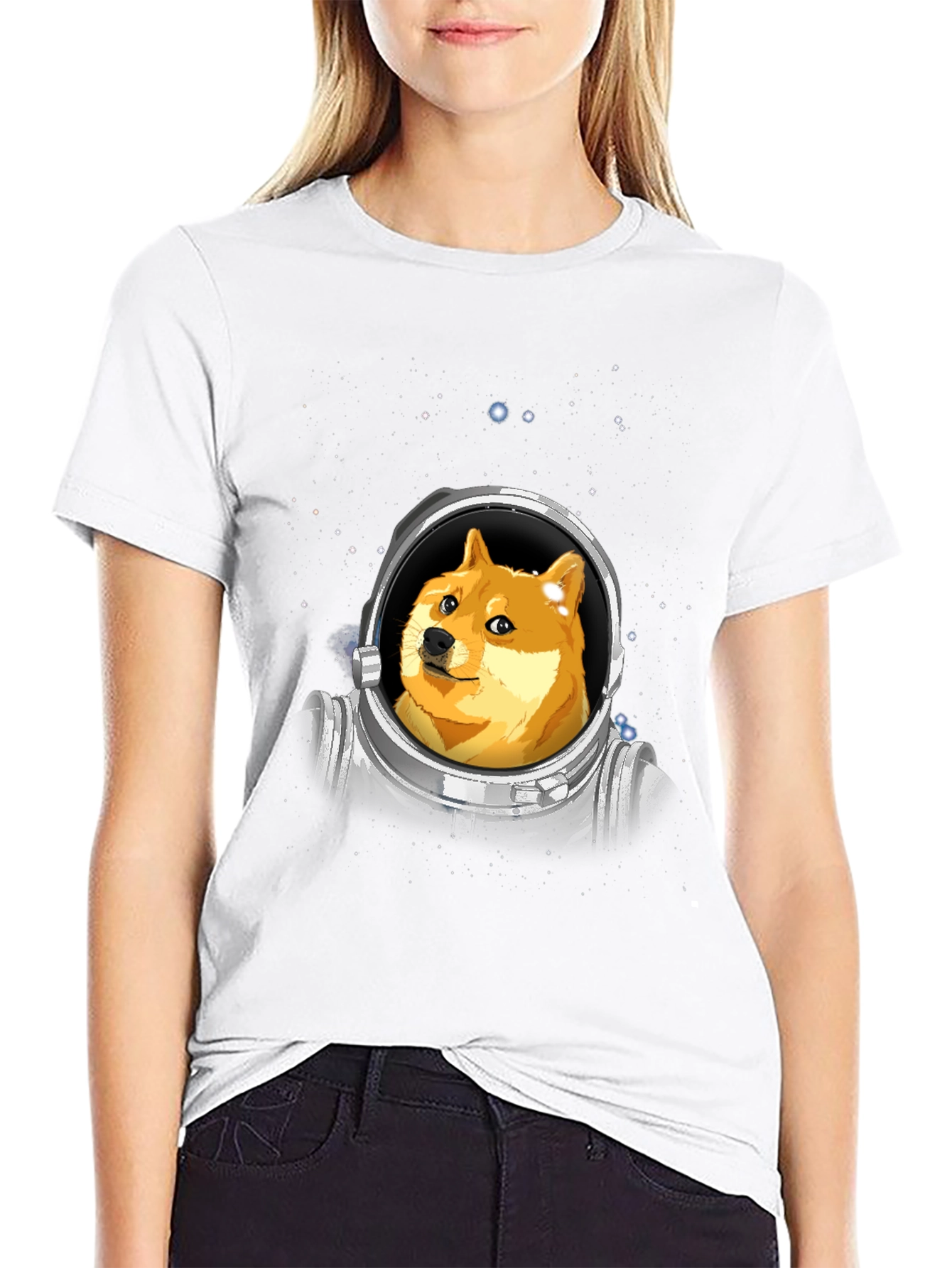 Doge Astronaut Black T-Shirt - Crypto Meme Tee