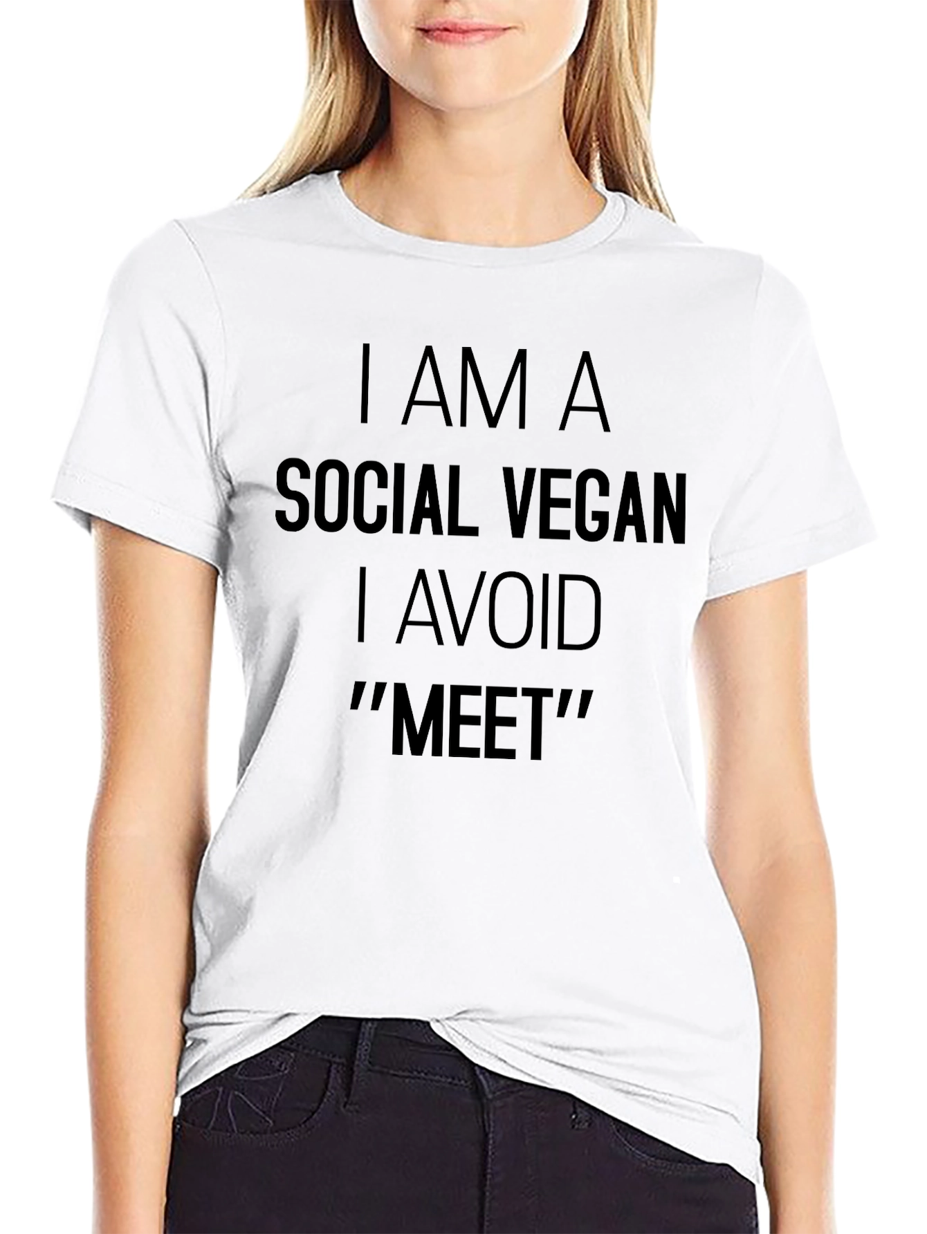 Social Vegan Humor T-Shirt Avoid Meet Funny Tee