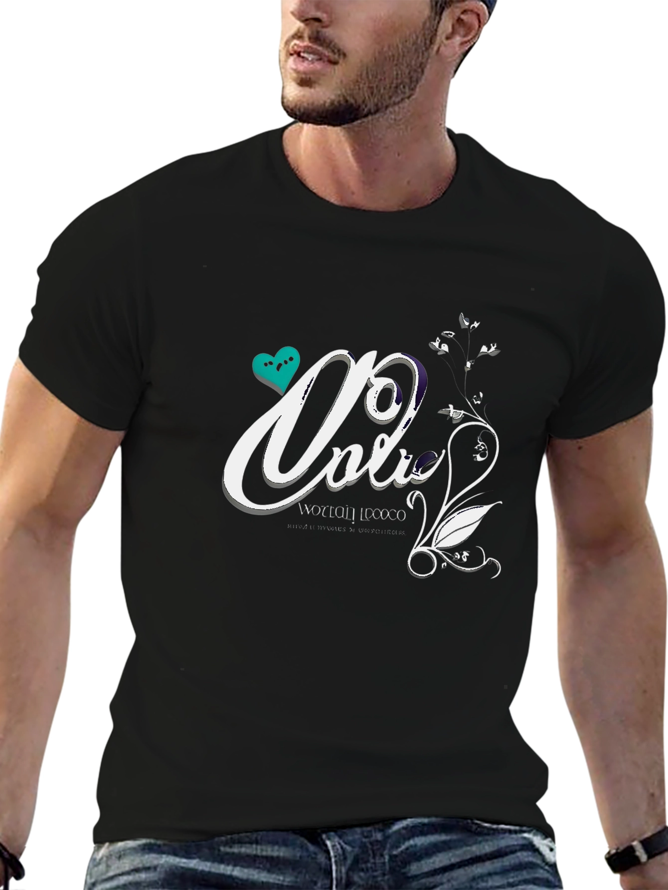 Stylish Black Graphic Tee - Oolo Design