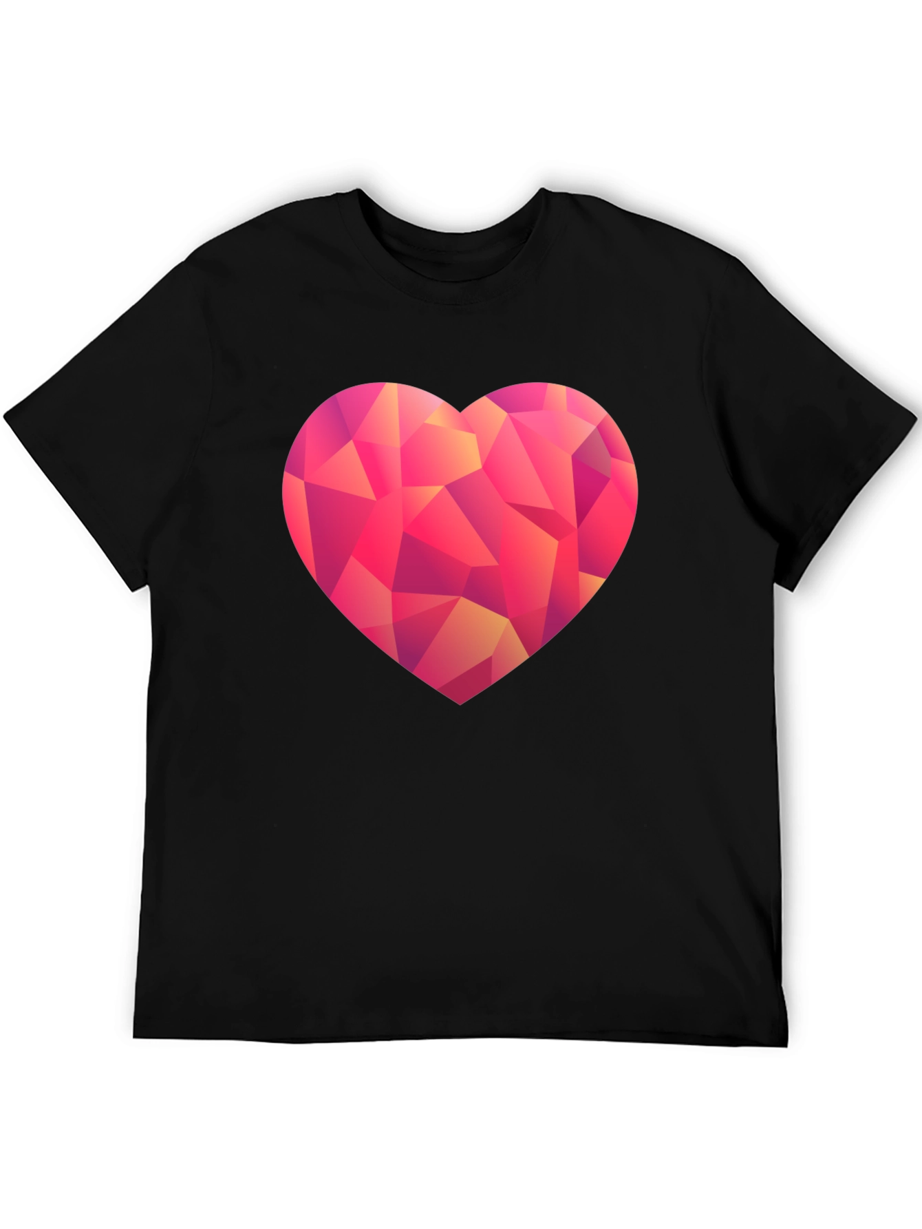Geometric Heart Graphic Black T-Shirt