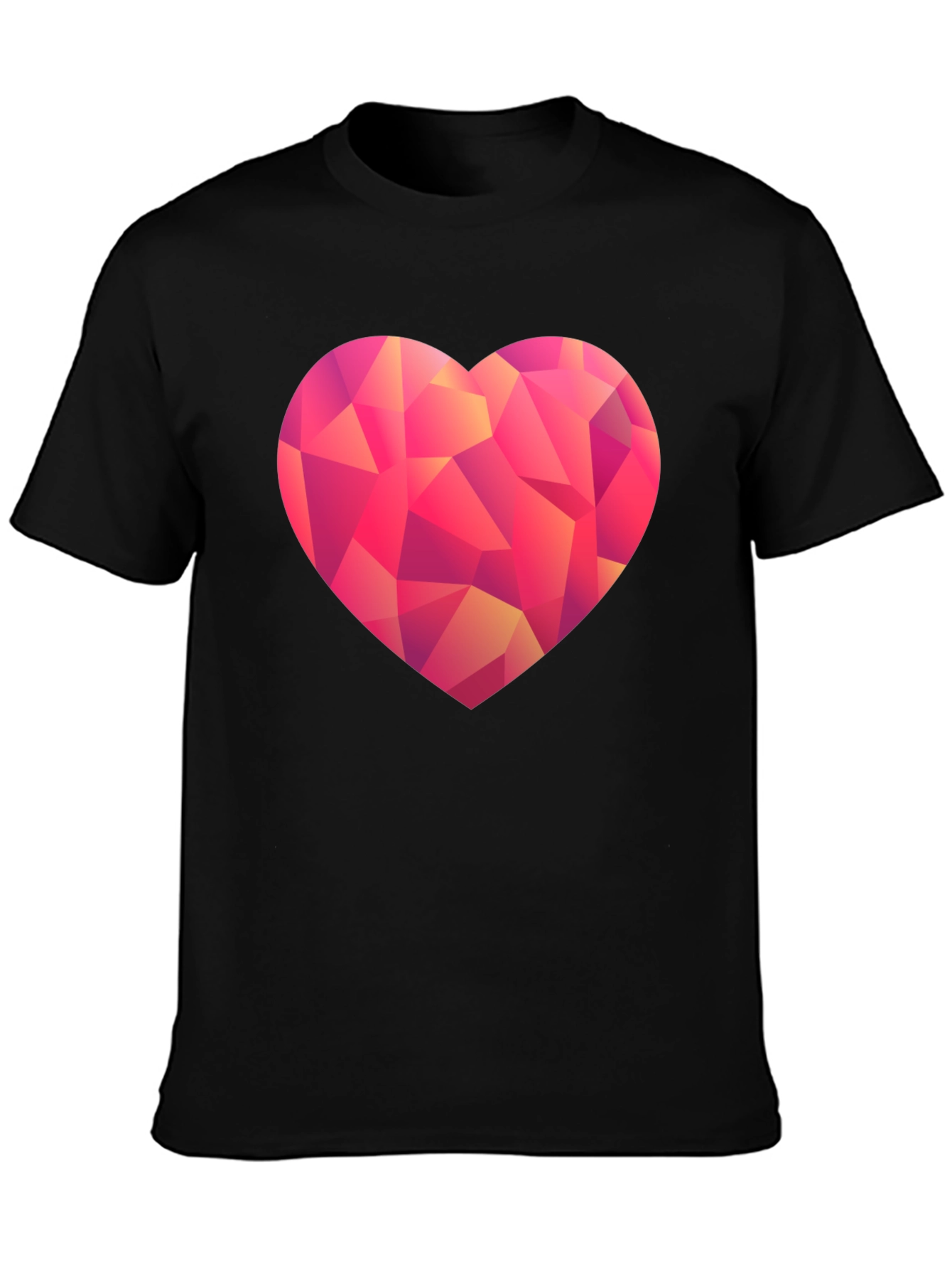 Geometric Heart Graphic Black T-Shirt