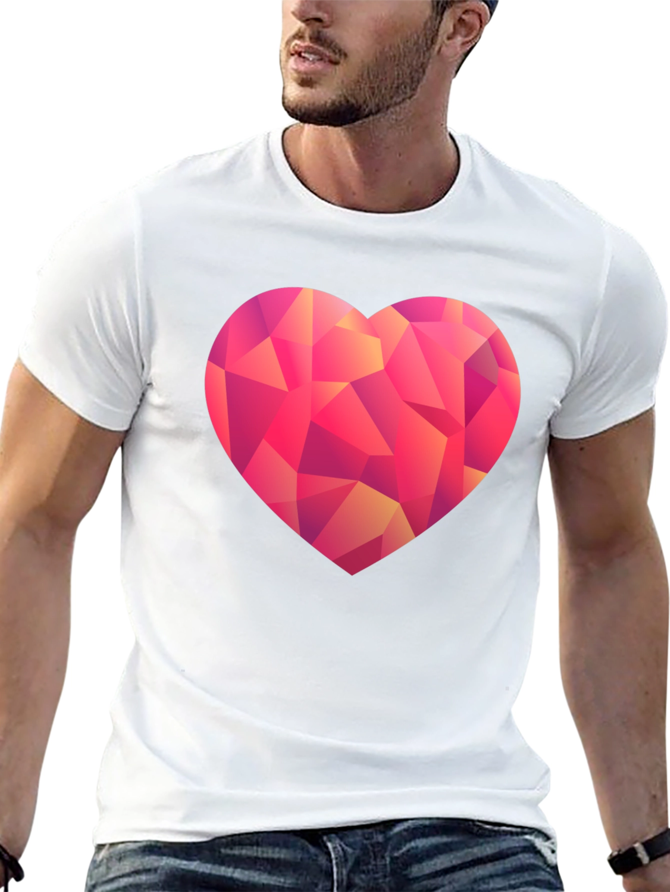 Geometric Heart Graphic Black T-Shirt