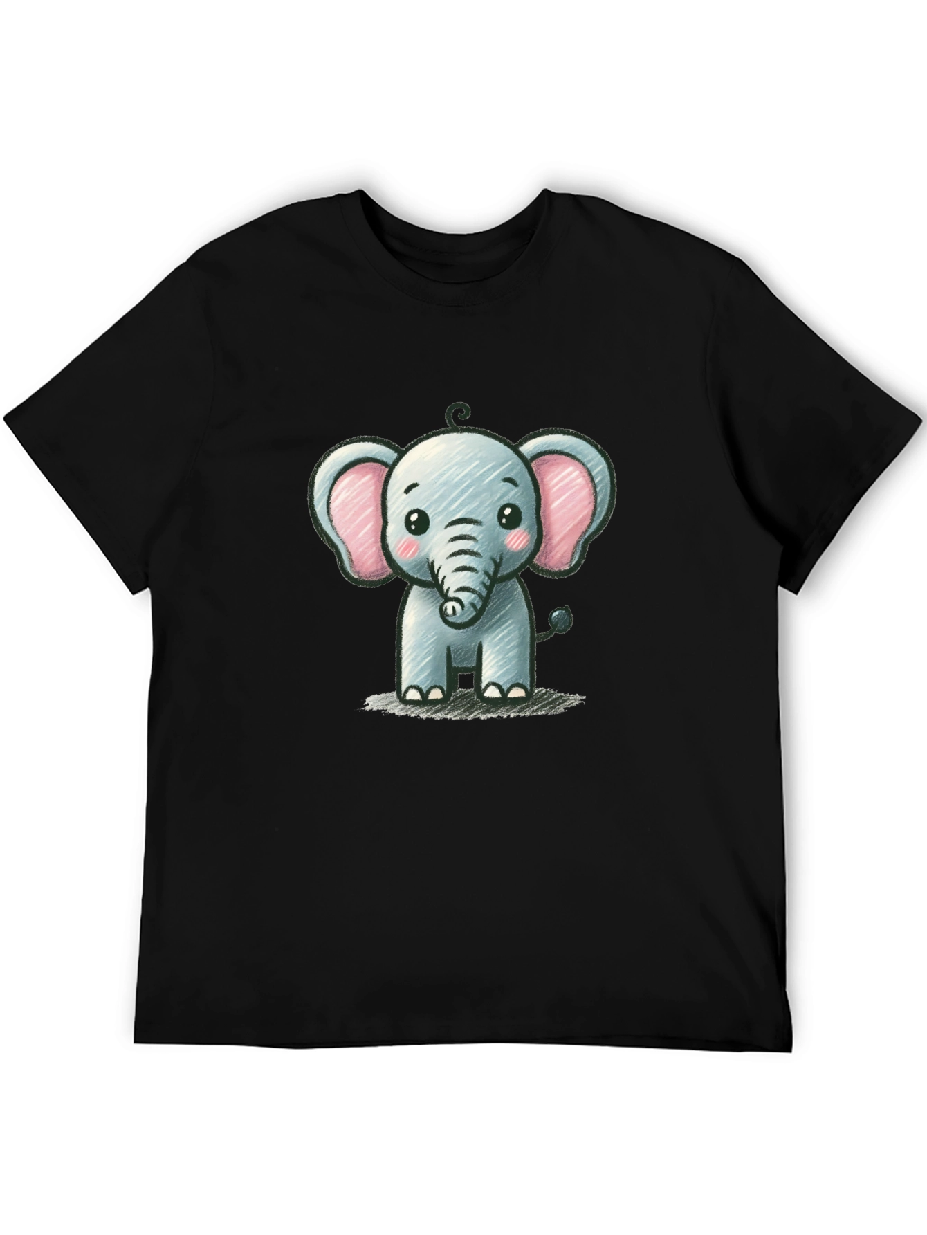 Cute Elephant Graphic Tee - Black Unisex T-Shirt