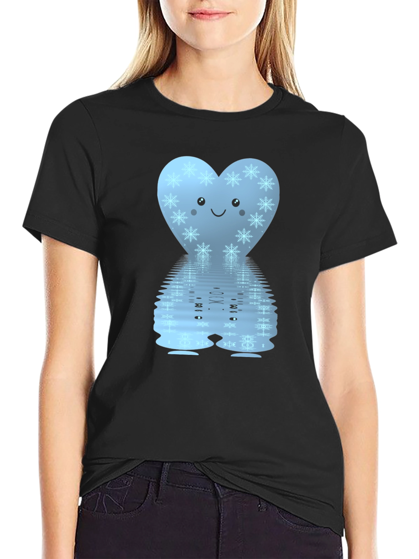 Snowflake Heart Reflective Graphic T-Shirt