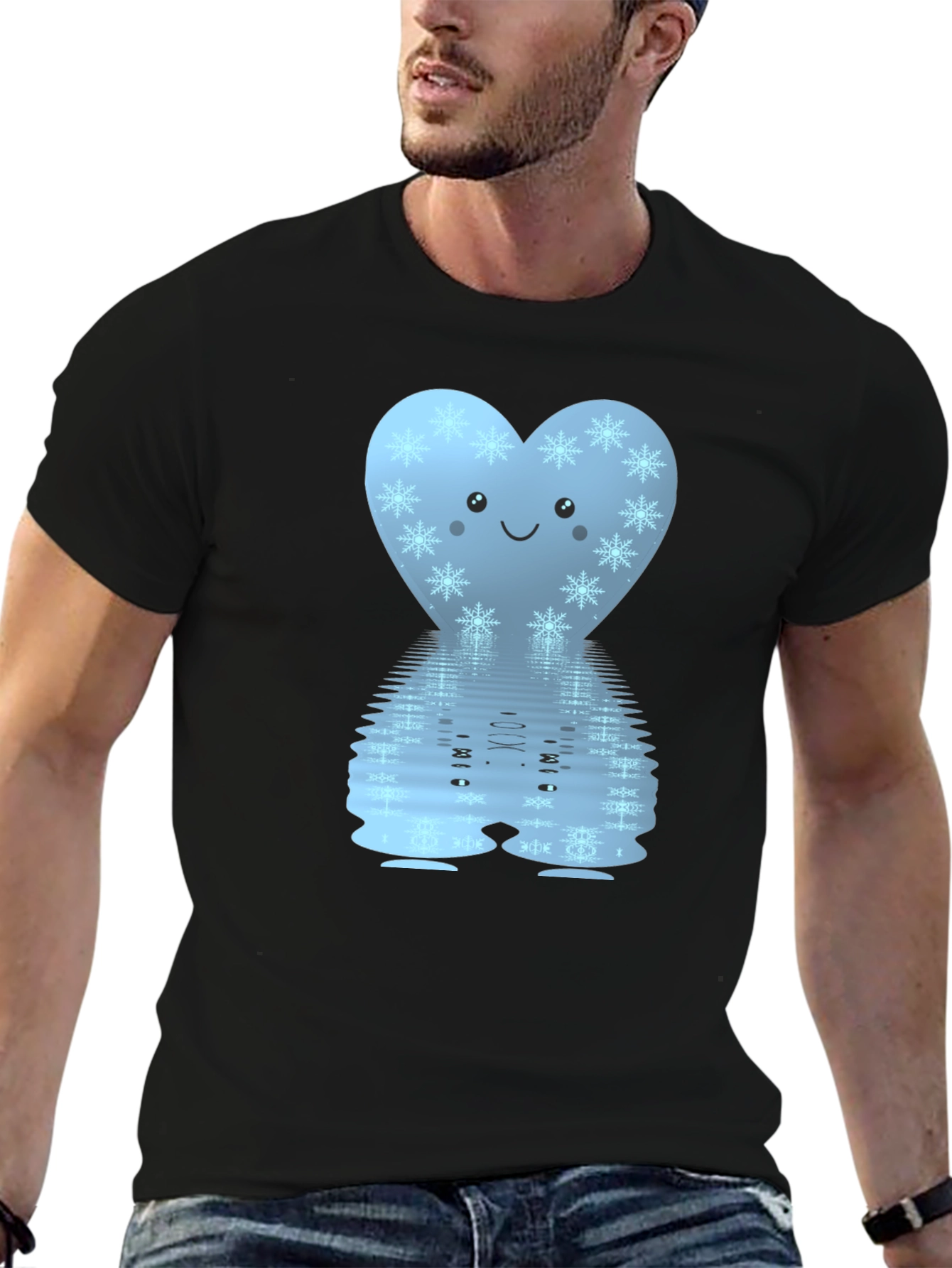 Snowflake Heart Reflective Graphic T-Shirt