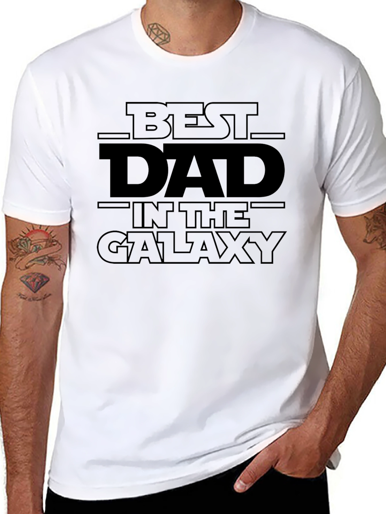 Best Dad in the Galaxy Black Graphic T-Shirt