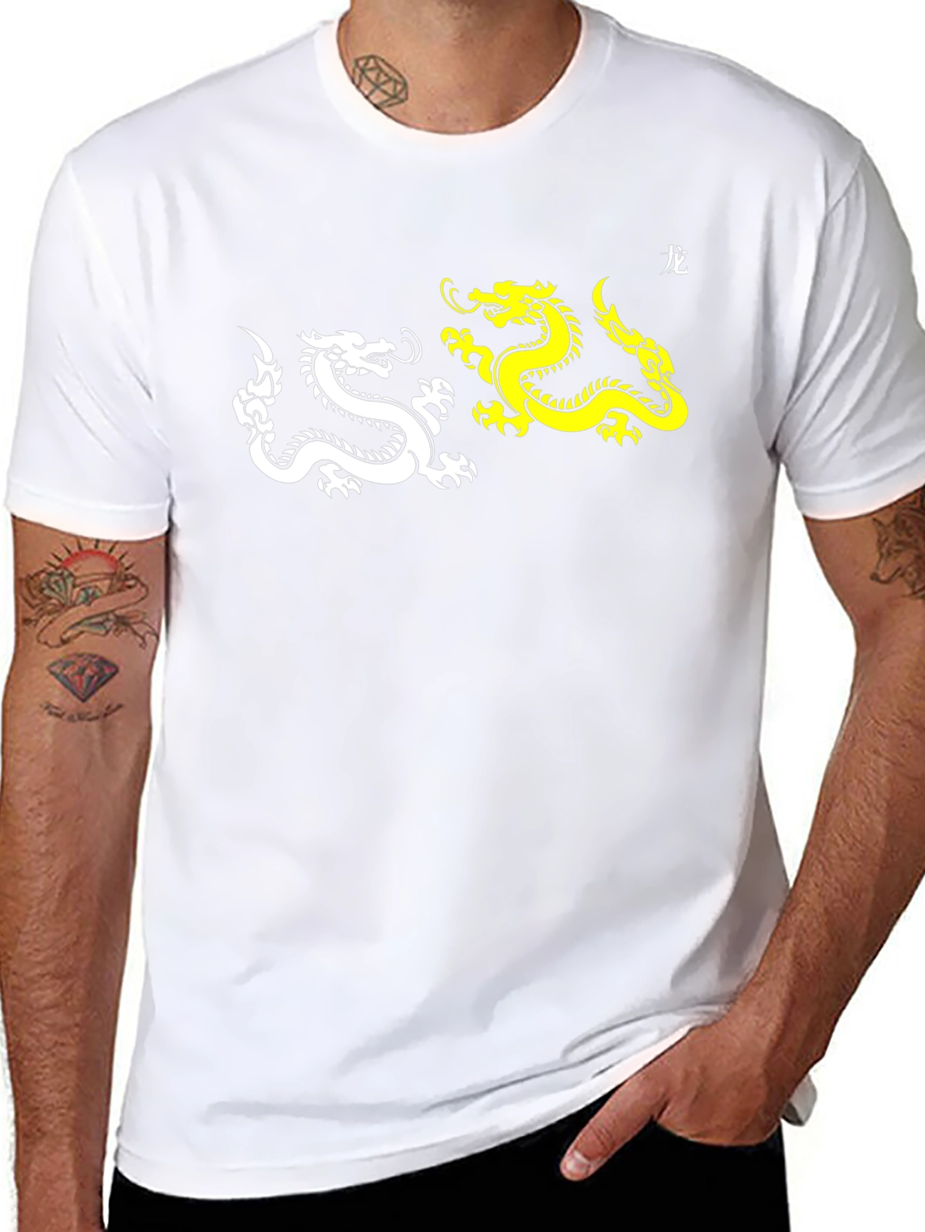 Yin Yang Dragon Graphic Tee - Black