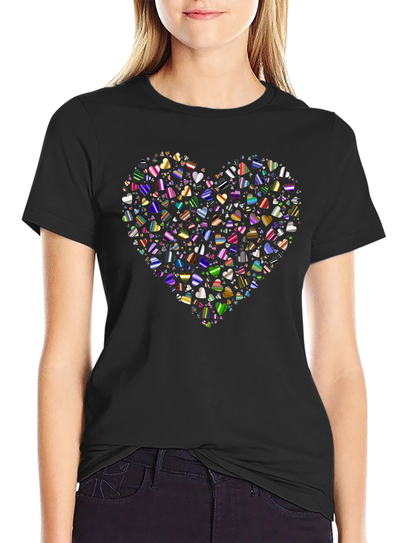 Heart of Hearts Black Graphic T-Shirt