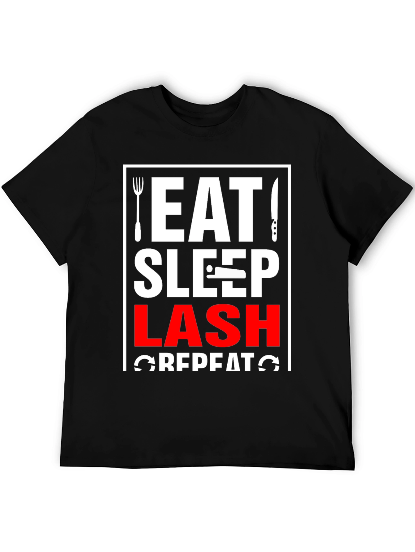 Eat Sleep Lash Repeat Black Graphic T-Shirt
