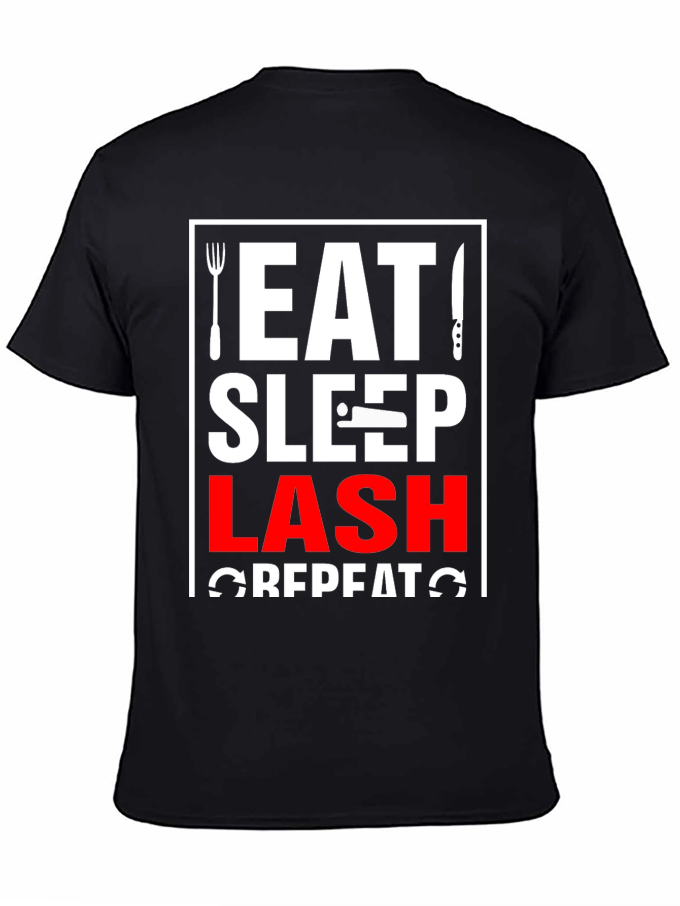Eat Sleep Lash Repeat Black Graphic T-Shirt