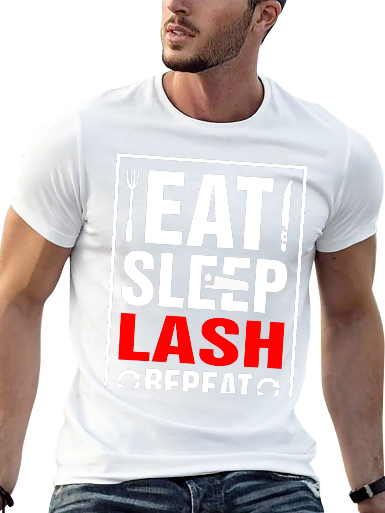 Eat Sleep Lash Repeat Black Graphic T-Shirt