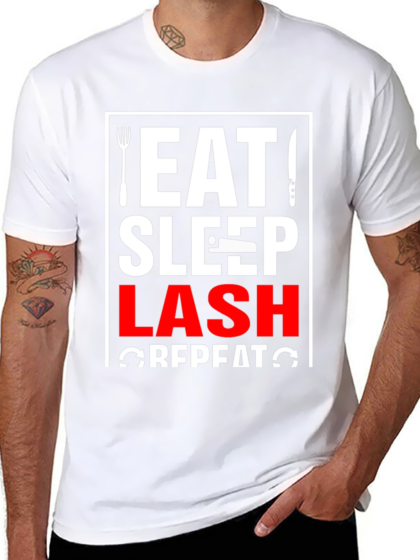 Eat Sleep Lash Repeat Black Graphic T-Shirt