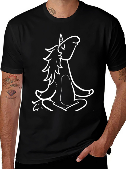 Yoga Unicorn Graphic Tee - Black Cotton T-Shirt