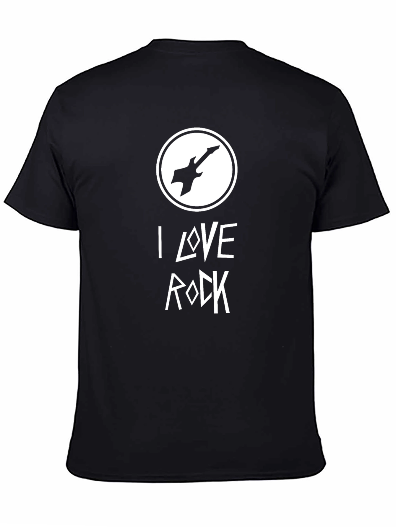 I Love Rock Guitar Graphic T-Shirt - Black