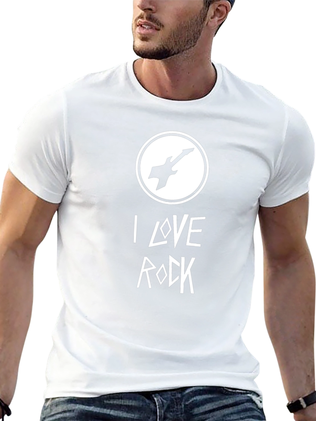 I Love Rock Guitar Graphic T-Shirt - Black
