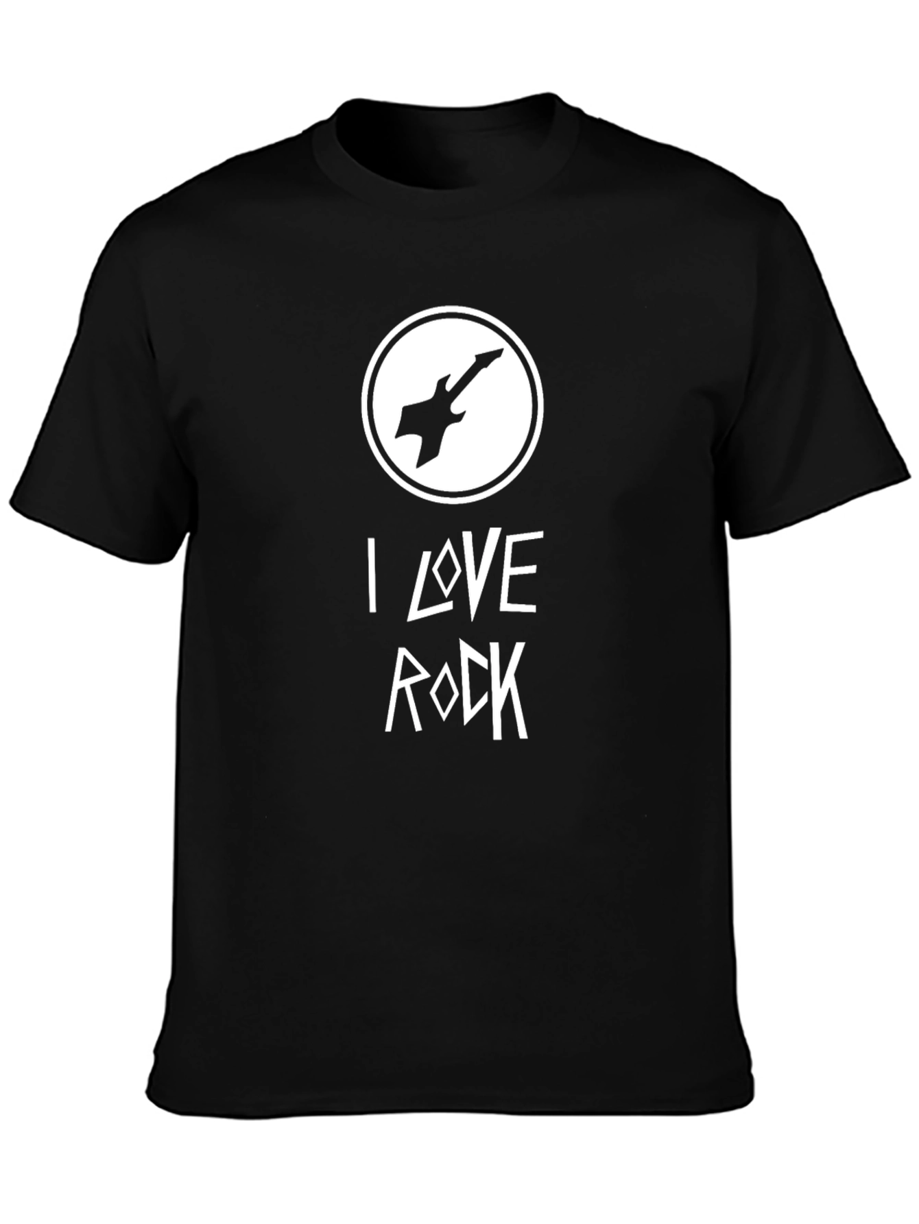 I Love Rock Guitar Graphic T-Shirt - Black