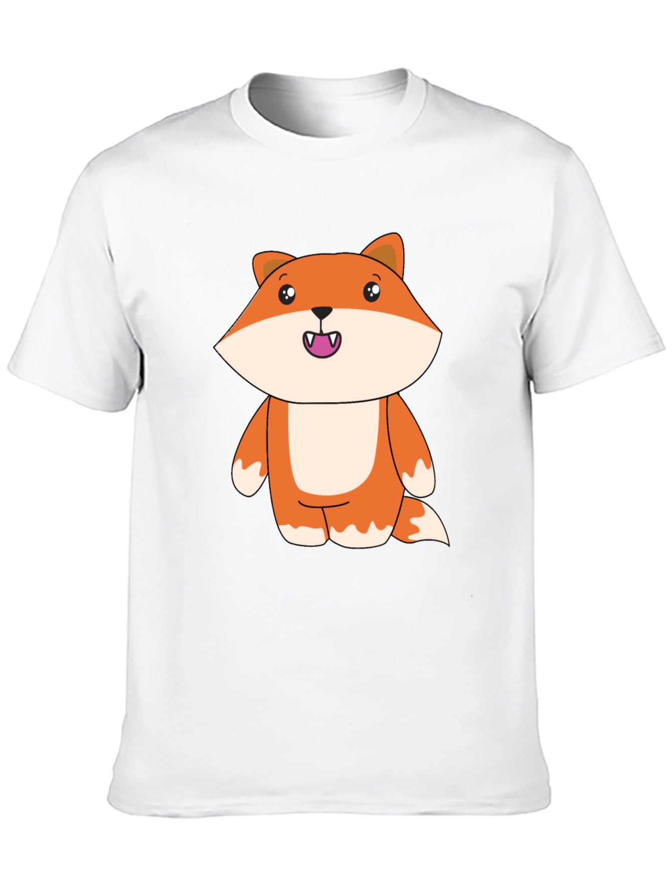 Cute Cartoon Fox Black T-Shirt