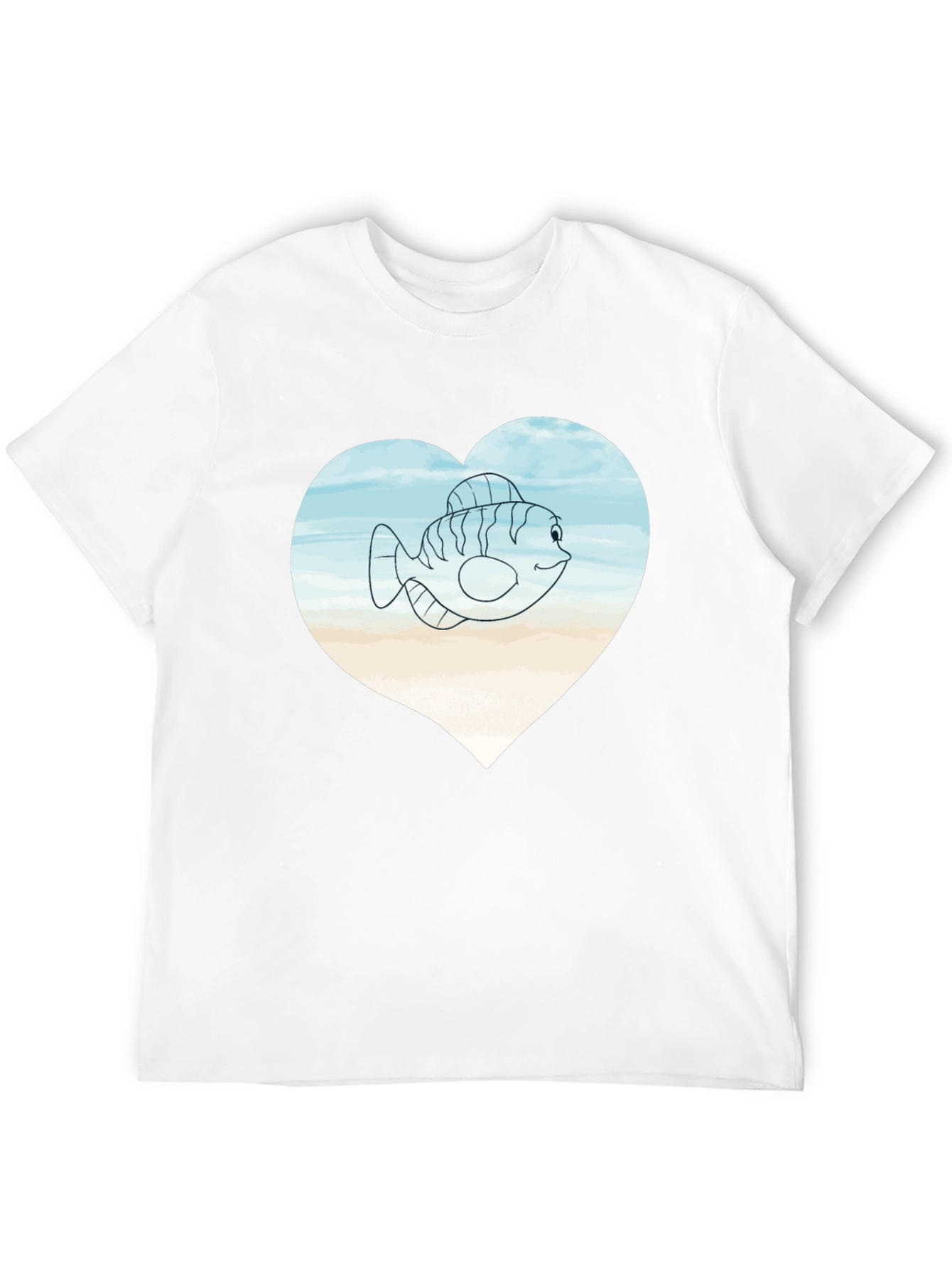 Fish Heart Graphic Tee -  Mens Black T-Shirt