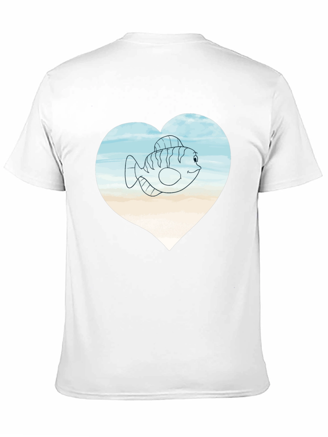 Fish Heart Graphic Tee -  Mens Black T-Shirt