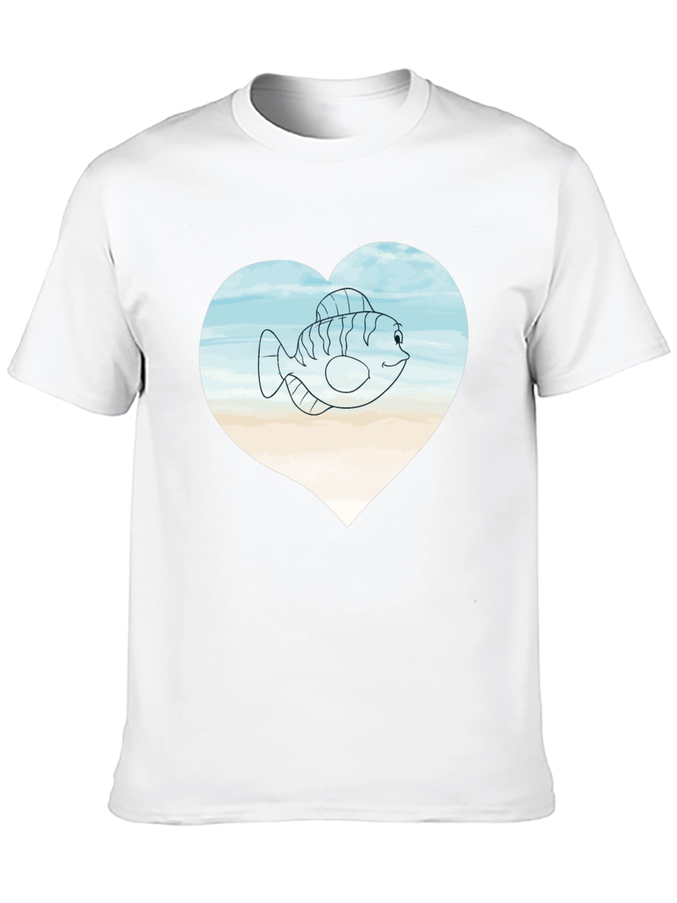 Fish Heart Graphic Tee -  Mens Black T-Shirt