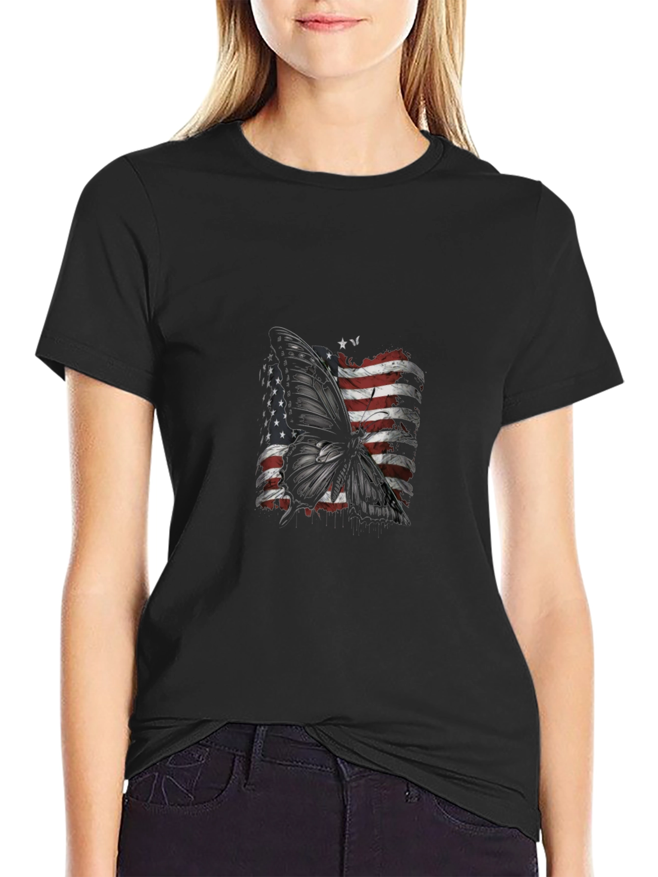 Butterfly US Flag Graphic Tee