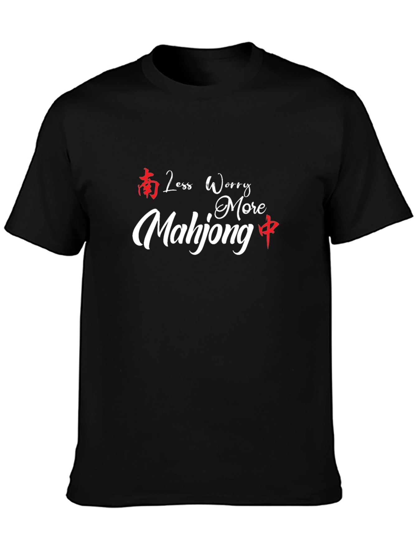 Less Worry More Mahjong Black T-Shirt
