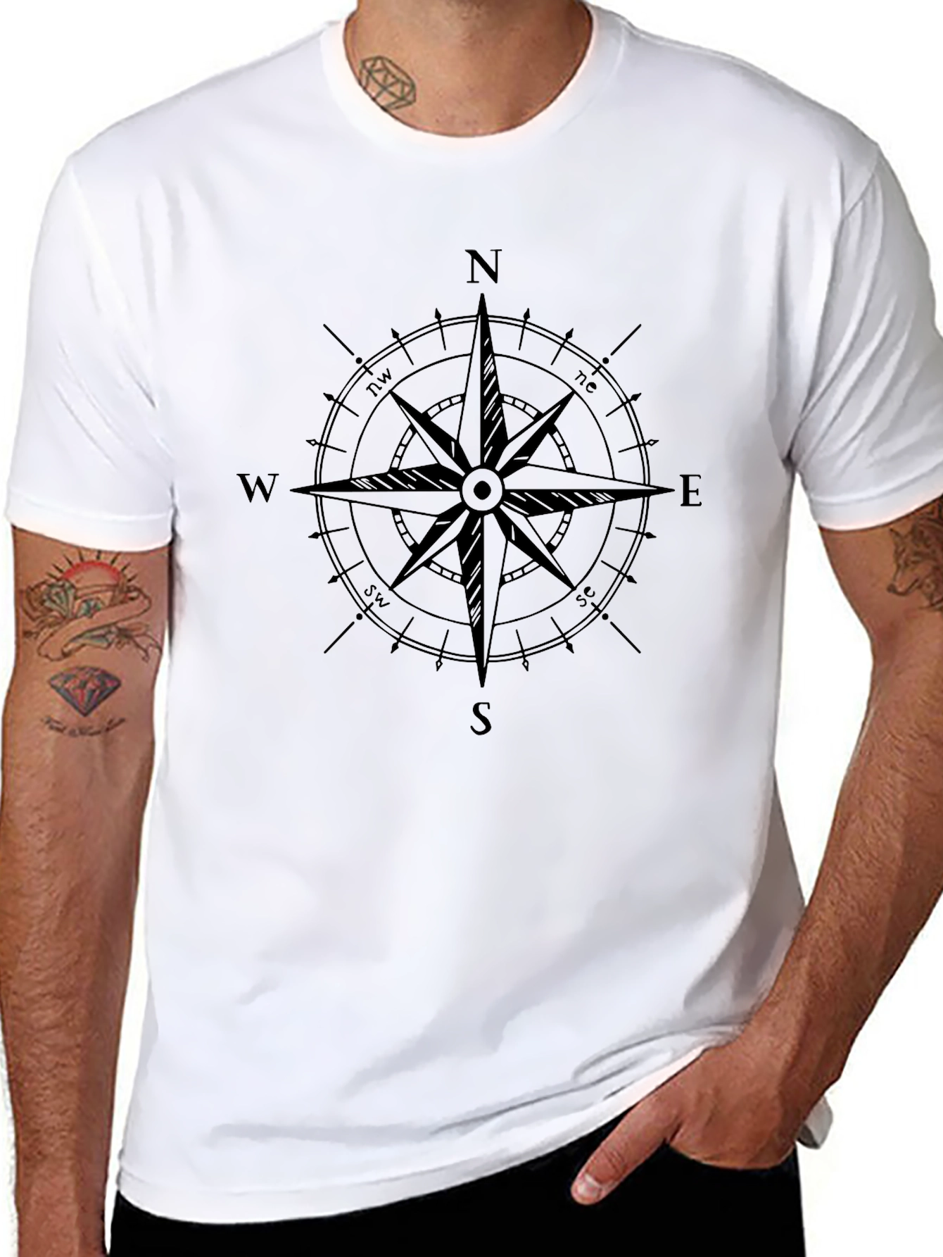 Compass Rose Graphic Tee - Classic Black T-Shirt